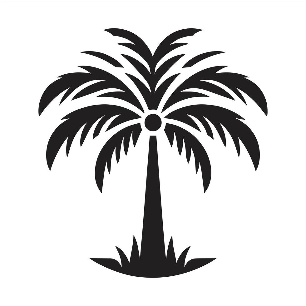 Palm Tree Icon Coconut Tree Illustration Silhouette Summer Sunset Simple Flat Jamaica Design vector