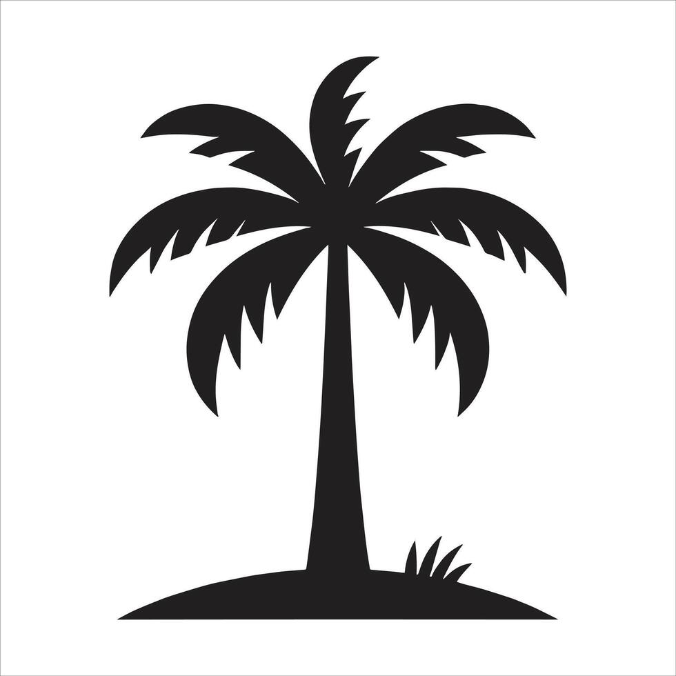 Palm tree icon Flat Palm Tree Illustration Coconut Tree Icon Silhouette Summer Sunset Jamaica Simple Design vector