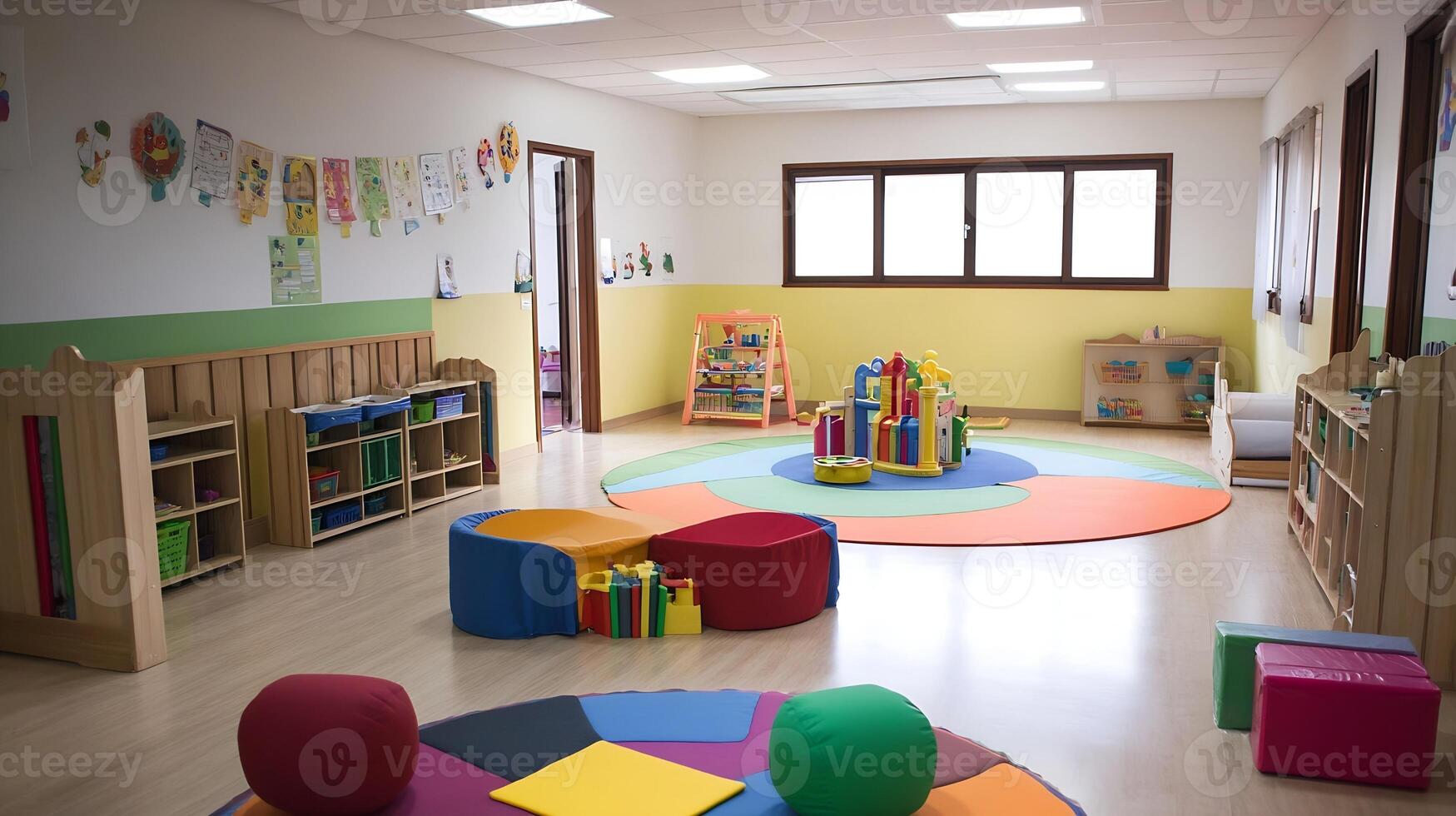 Spacious Indoor Playroom with Toys and Vibrant Decor photo