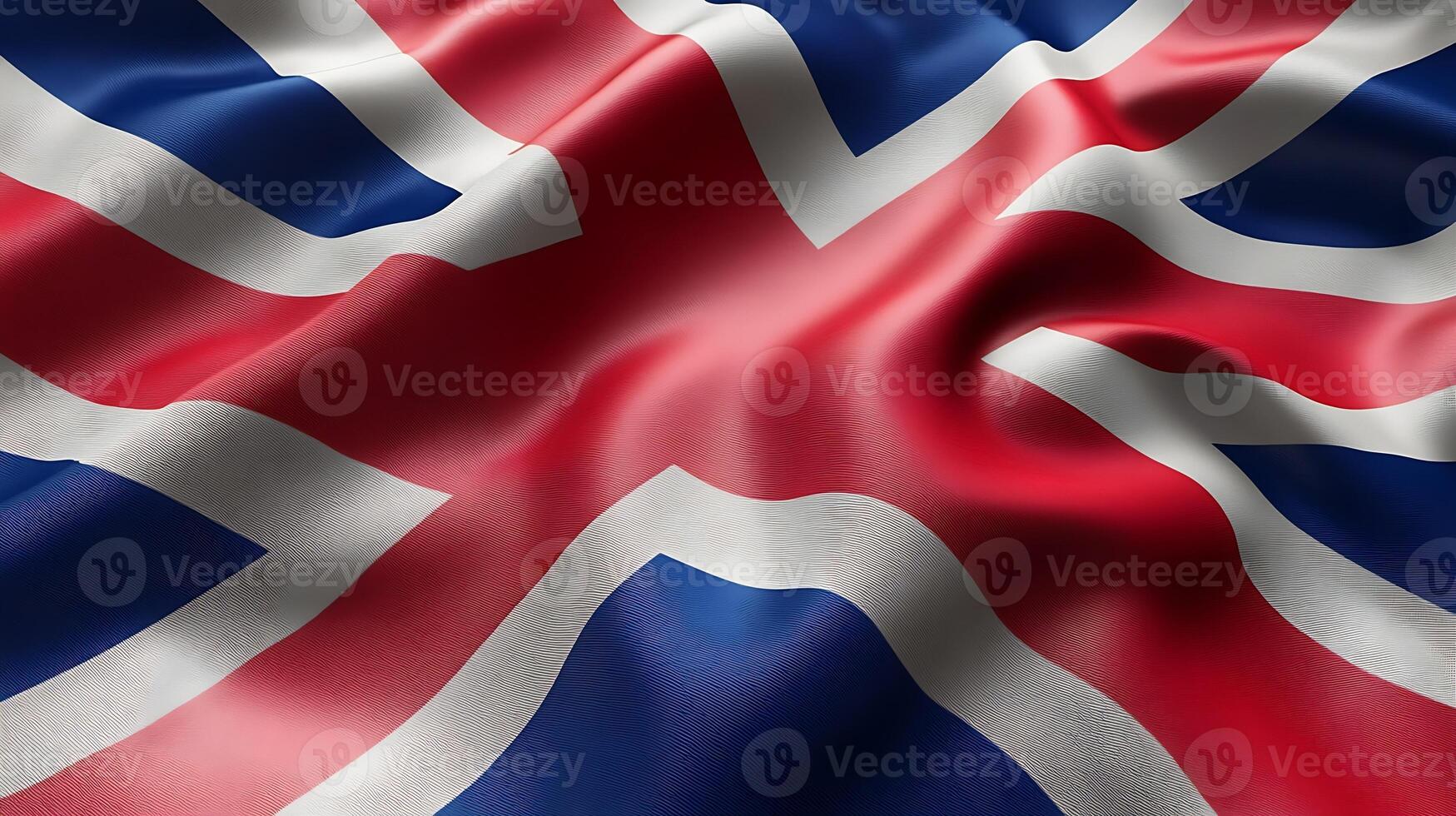 Vibrant British Union Jack Flag with Rippled Texture in Close-up View photo