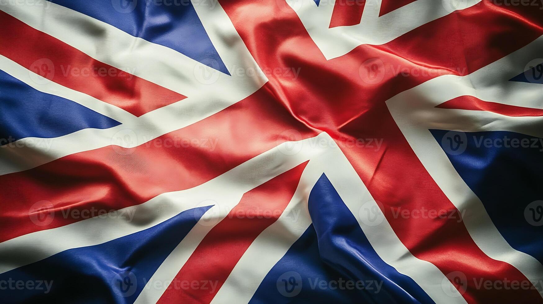 Vibrant Close-up of United Kingdom Flag with Rich Red White and Blue Waves photo