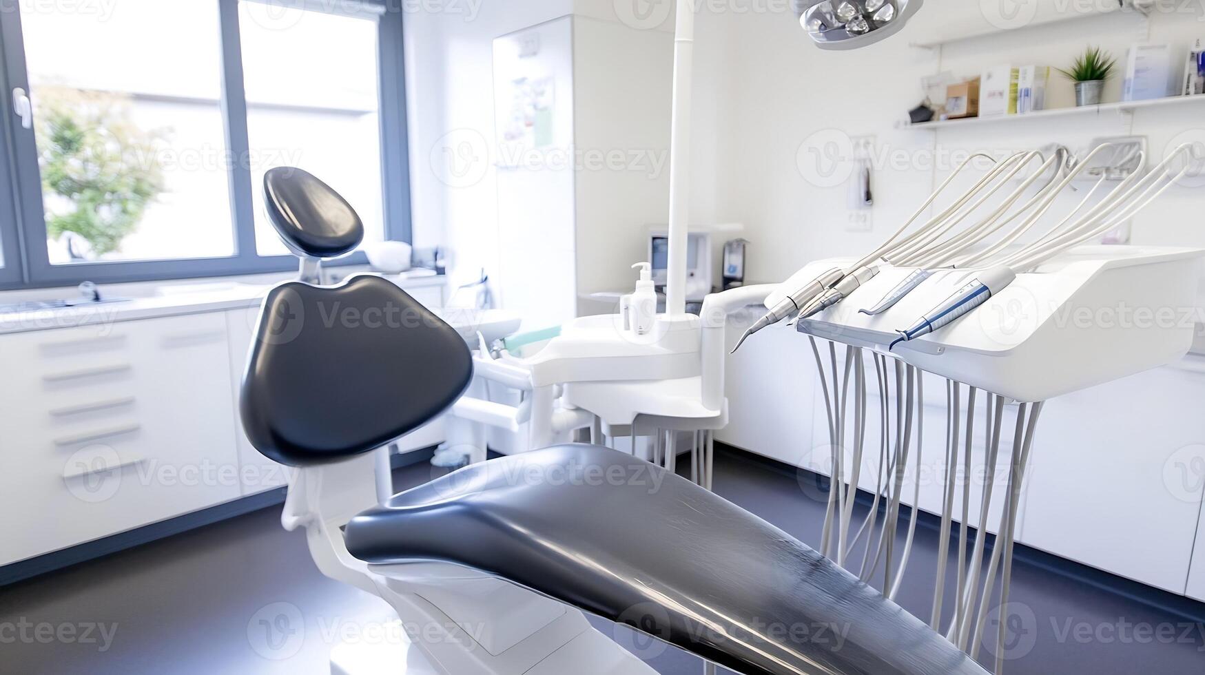 Modern dental office with sleek equipment and bright white design photo