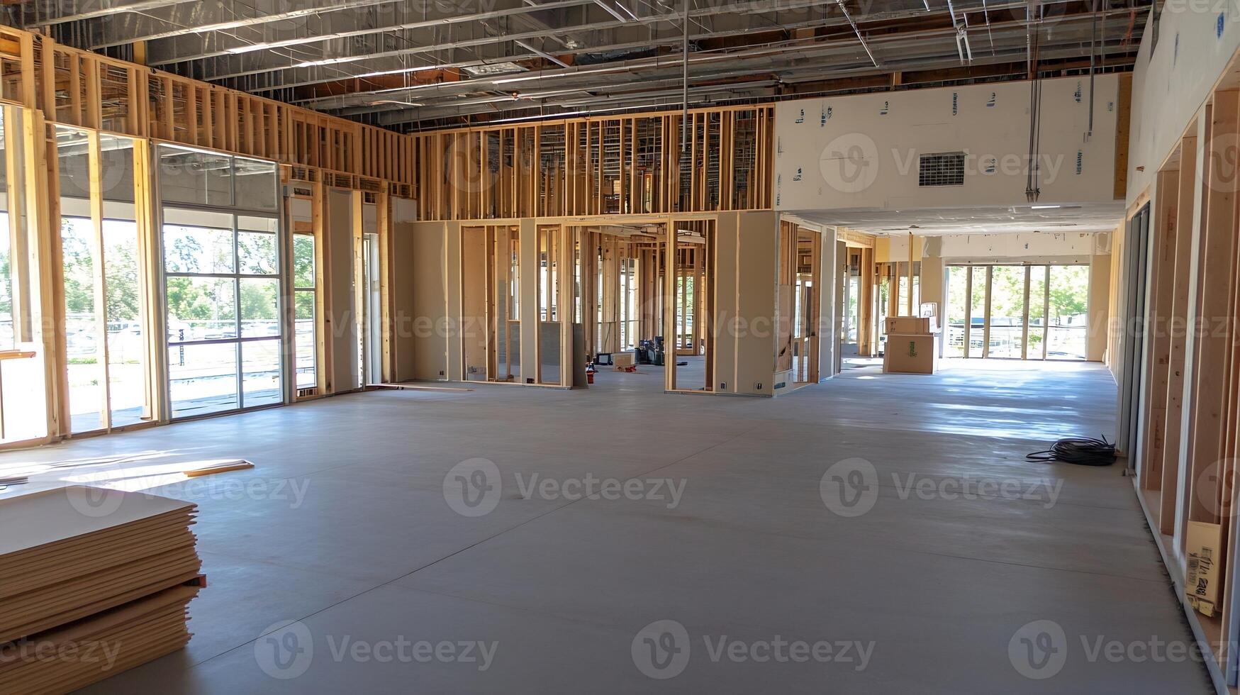 Bright Modern Construction Site with Large Windows and Spacious Layout photo
