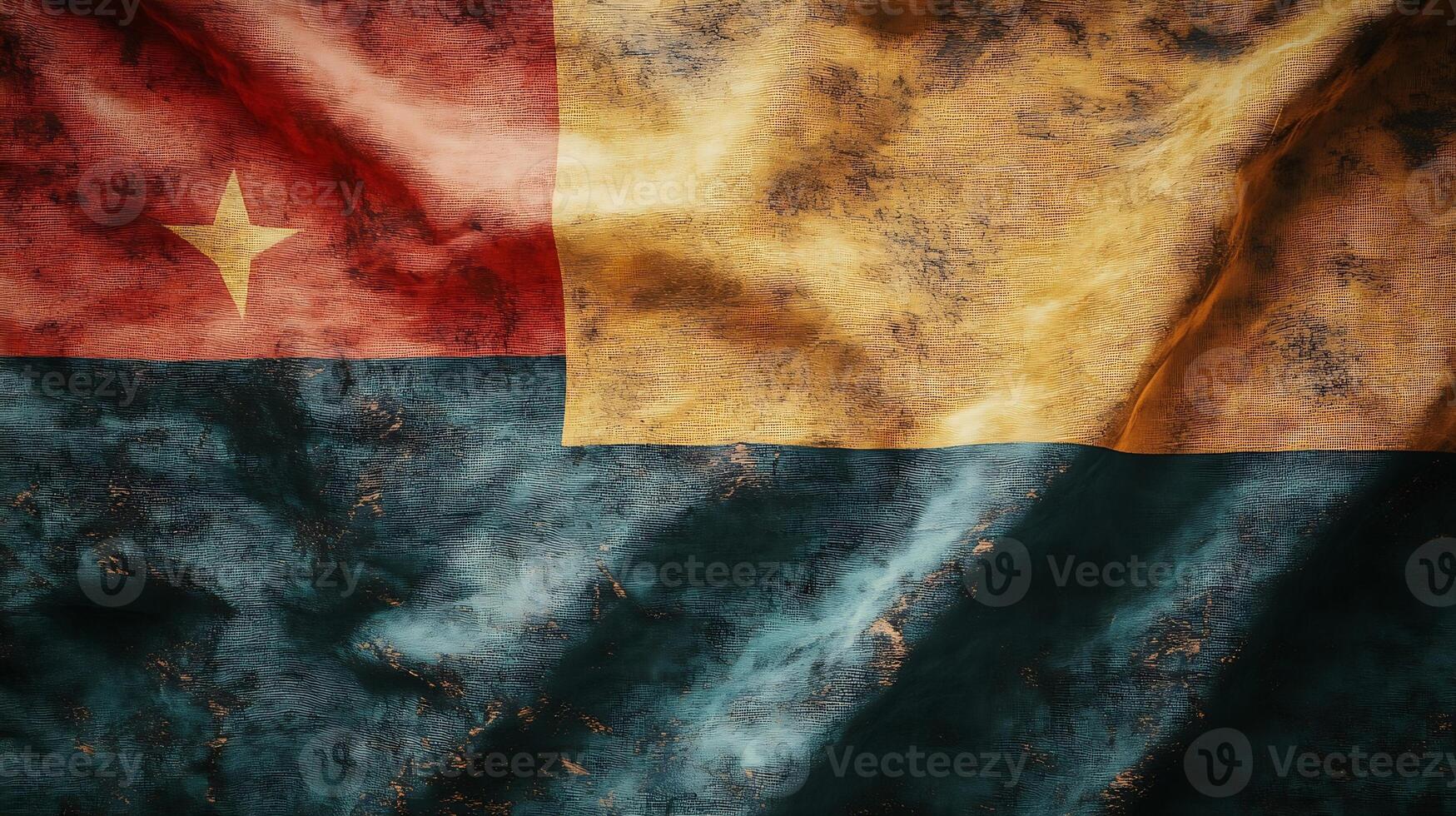 Vintage Textured Flag of Cameroon with Weathered and Rustic Appearance photo