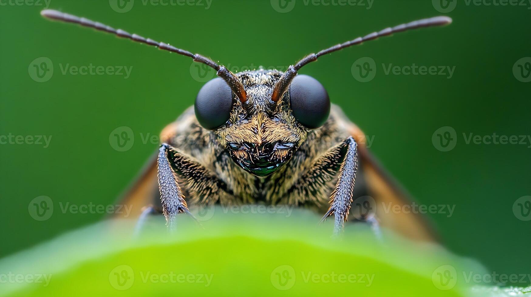 Extreme close-up of an insect face showing detailed textures and vibrant colors in wildlife photography photo
