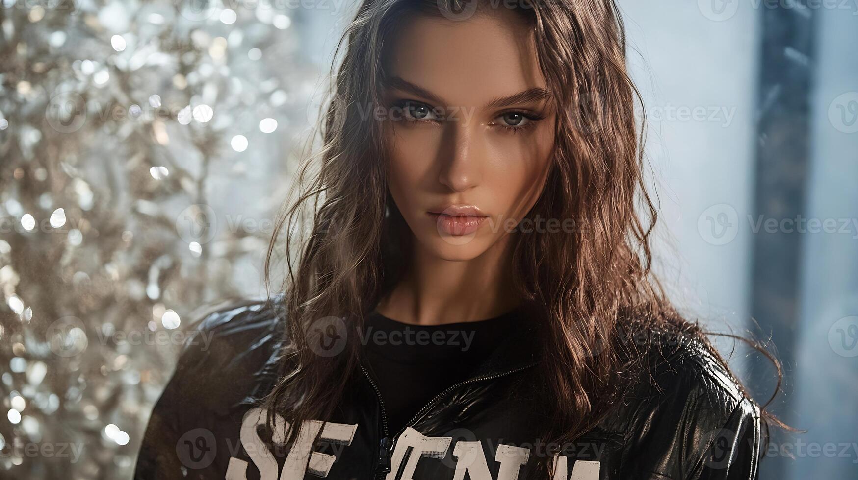 Stylish Portrait of Fashion Model in Modern Urban Setting photo