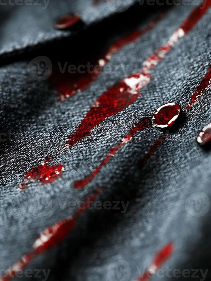 Dark Fabric Splattered with Red Liquid Creating Dramatic and Mysterious Mood photo