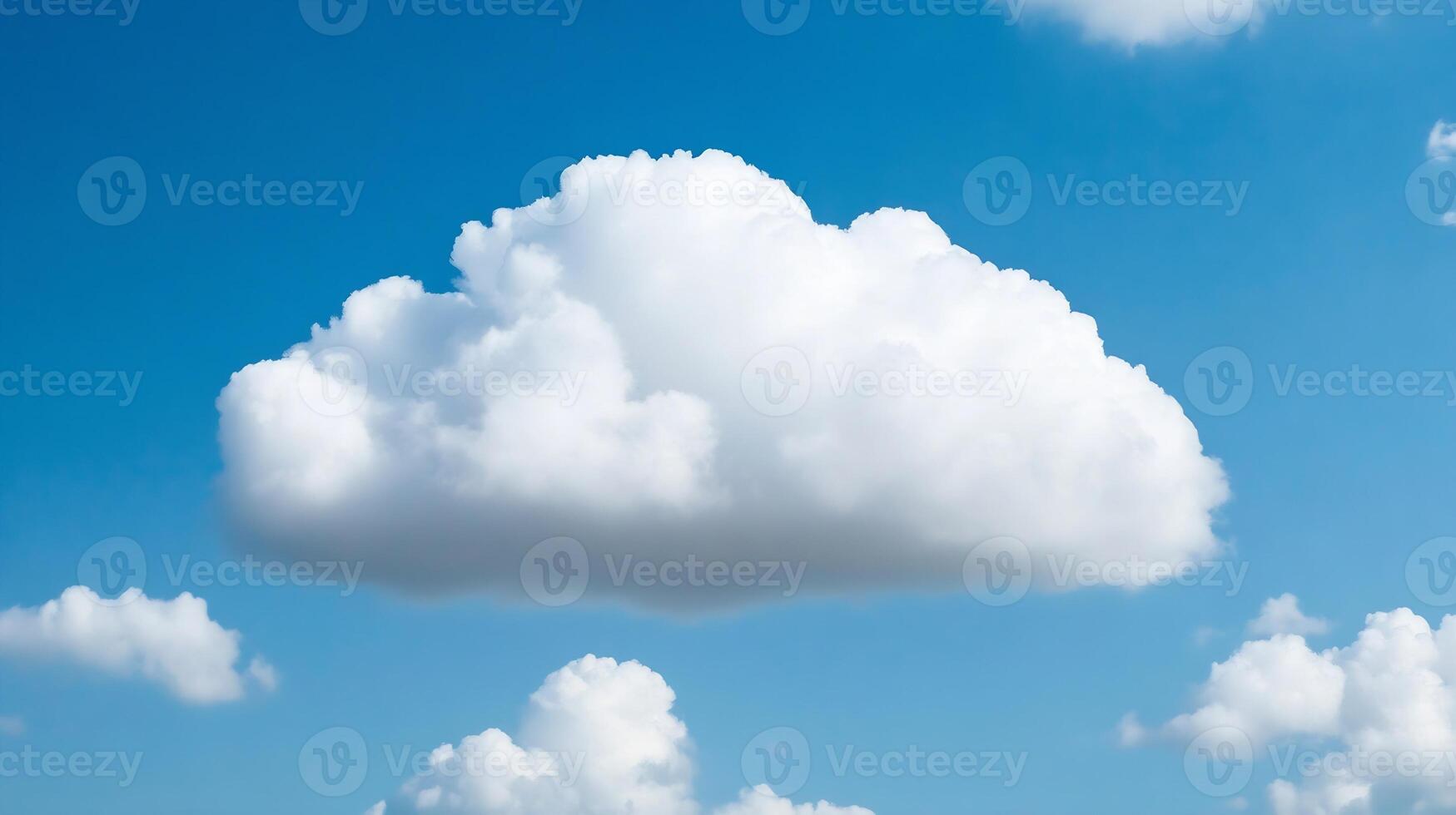Vibrant Sunny Sky with White Cumulus Cloud Against a Bright Blue Background photo