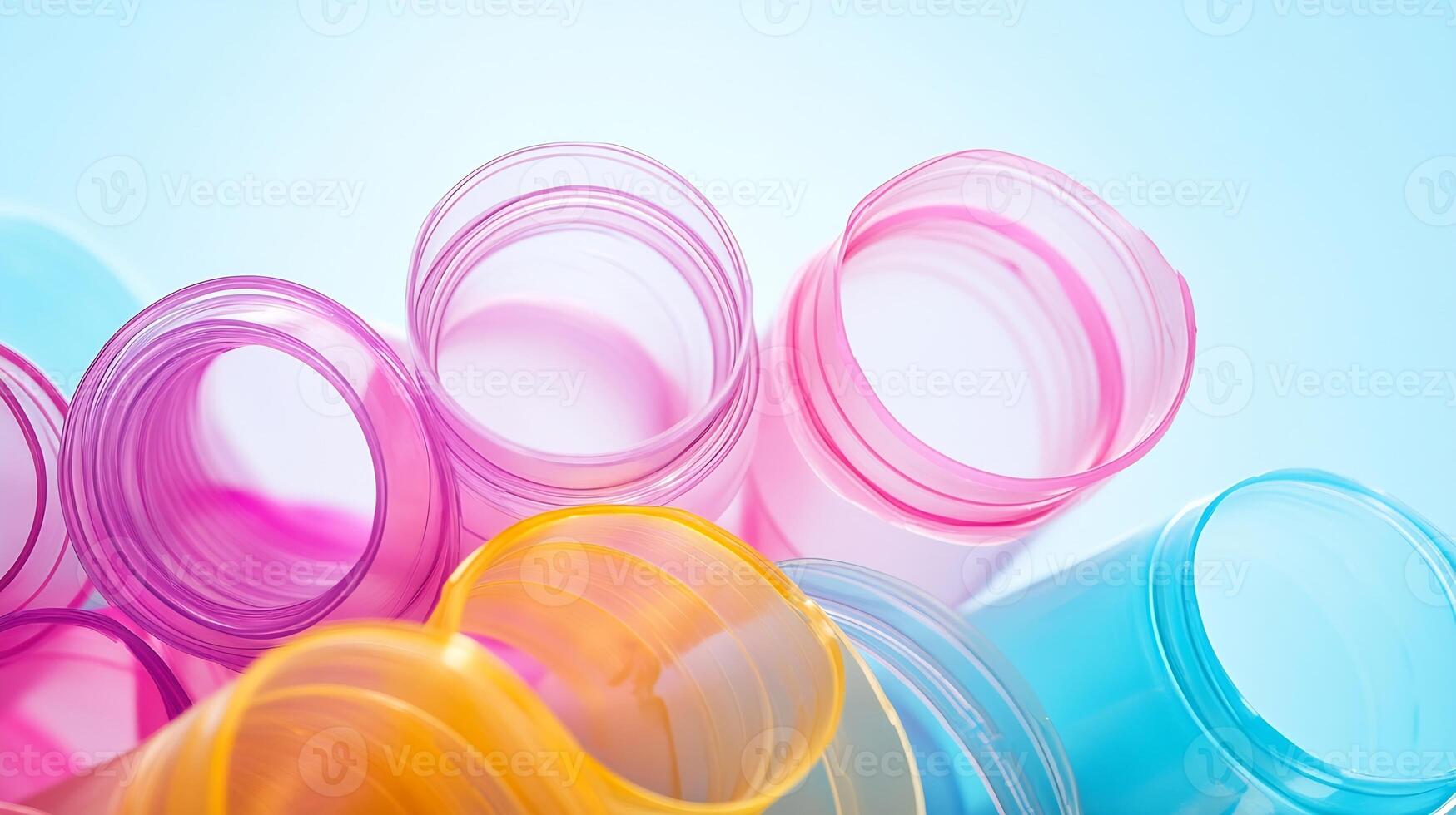 Pink and Blue Plastic Tubes in Creative Abstract Close-Up for Modern Backgrounds photo