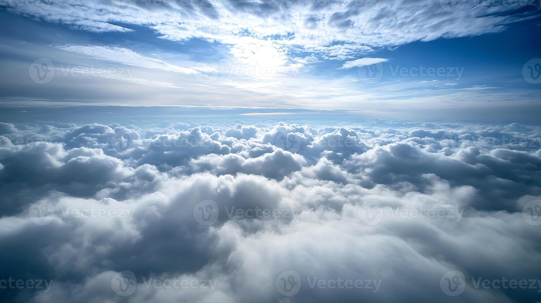 Breathtaking Heavenly Cloudscape with Illuminating Sunlight Casting Dramatic Shadows Across the Sky photo