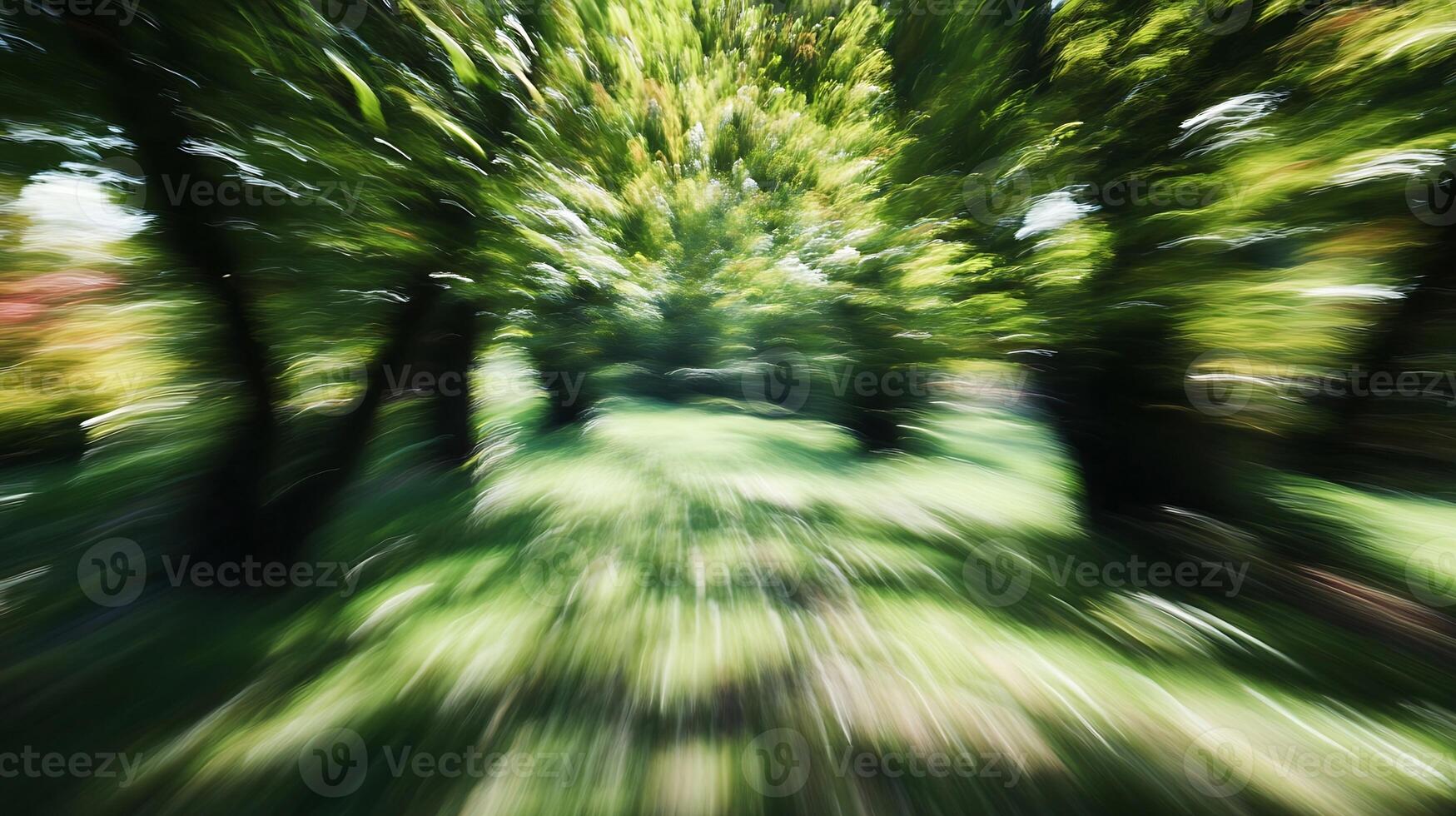 Abstract Motion of Trees in Forest Capturing Speed and Movement in Green Environment photo