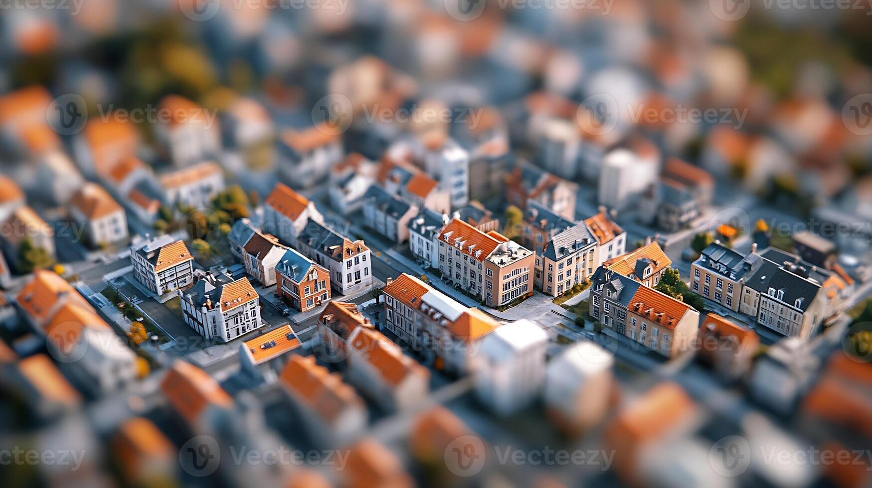 Miniature Town Model with Red Roofs Showcasing Architectural Design and Urban Planning photo