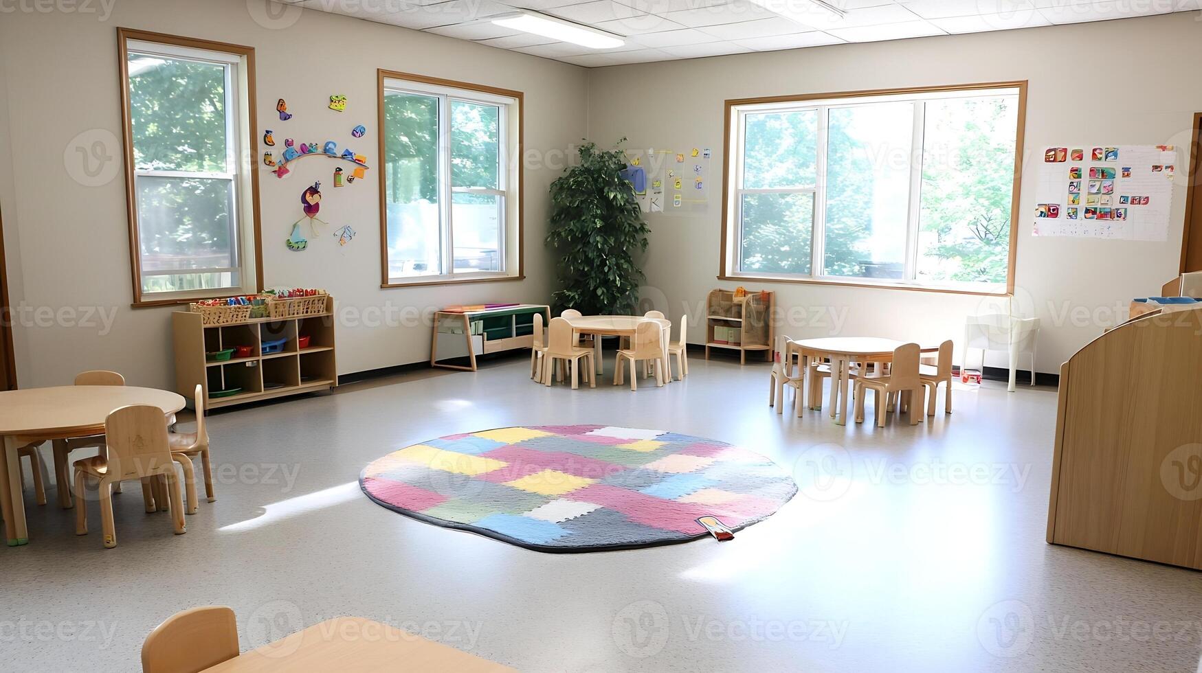 Bright and Spacious Kindergarten Room with Playful Learning Zones photo