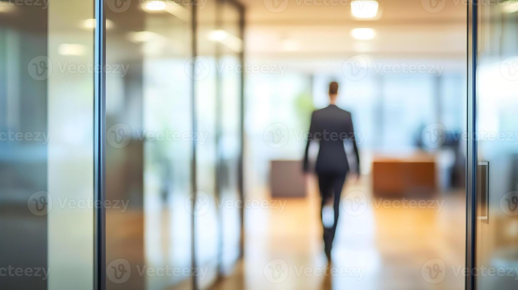 Business Professional Walking in a Bright Modern Office Setting photo