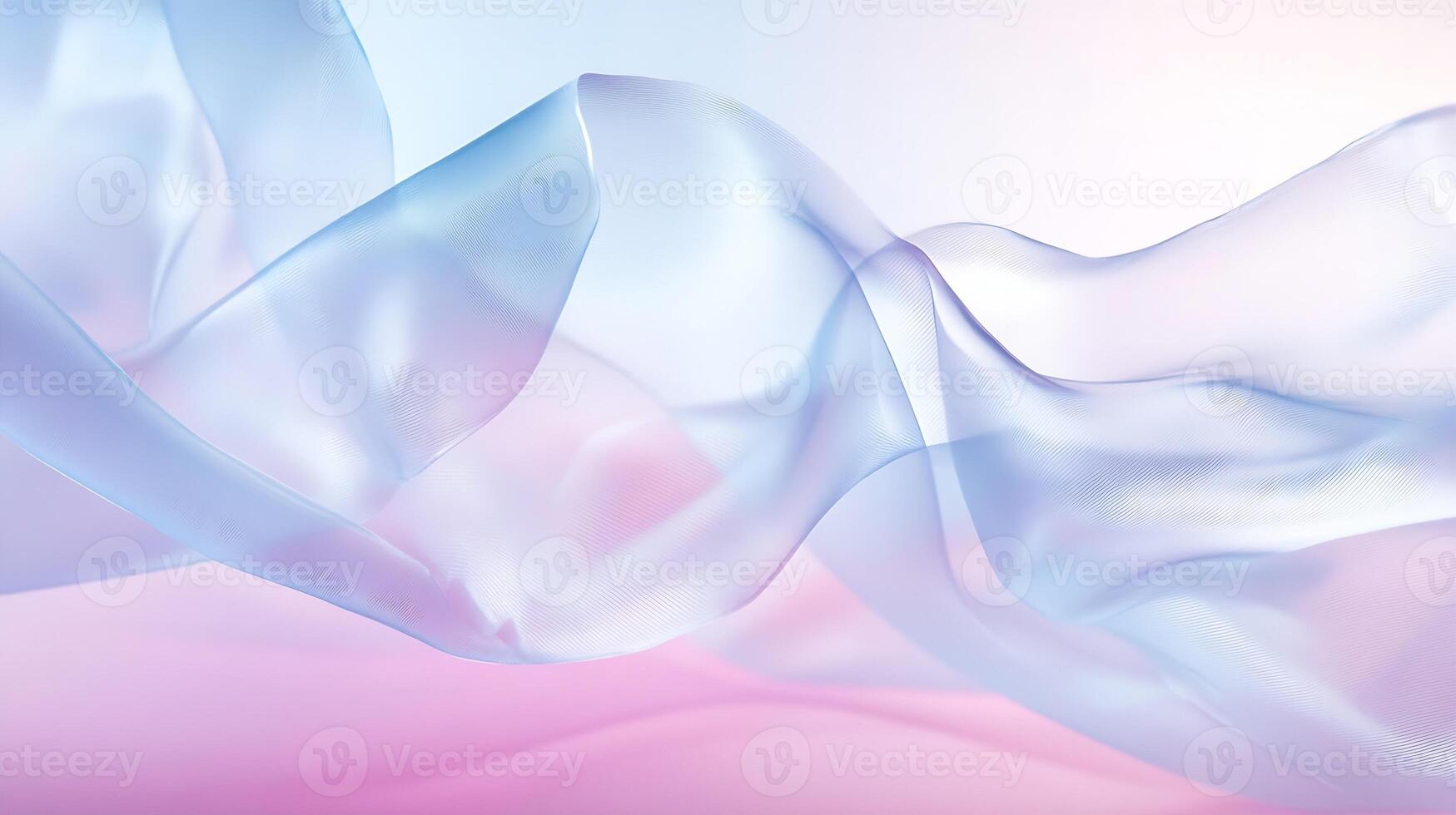 Translucent Blue and Pink Fabric Floating on Pastel Gradient Background photo