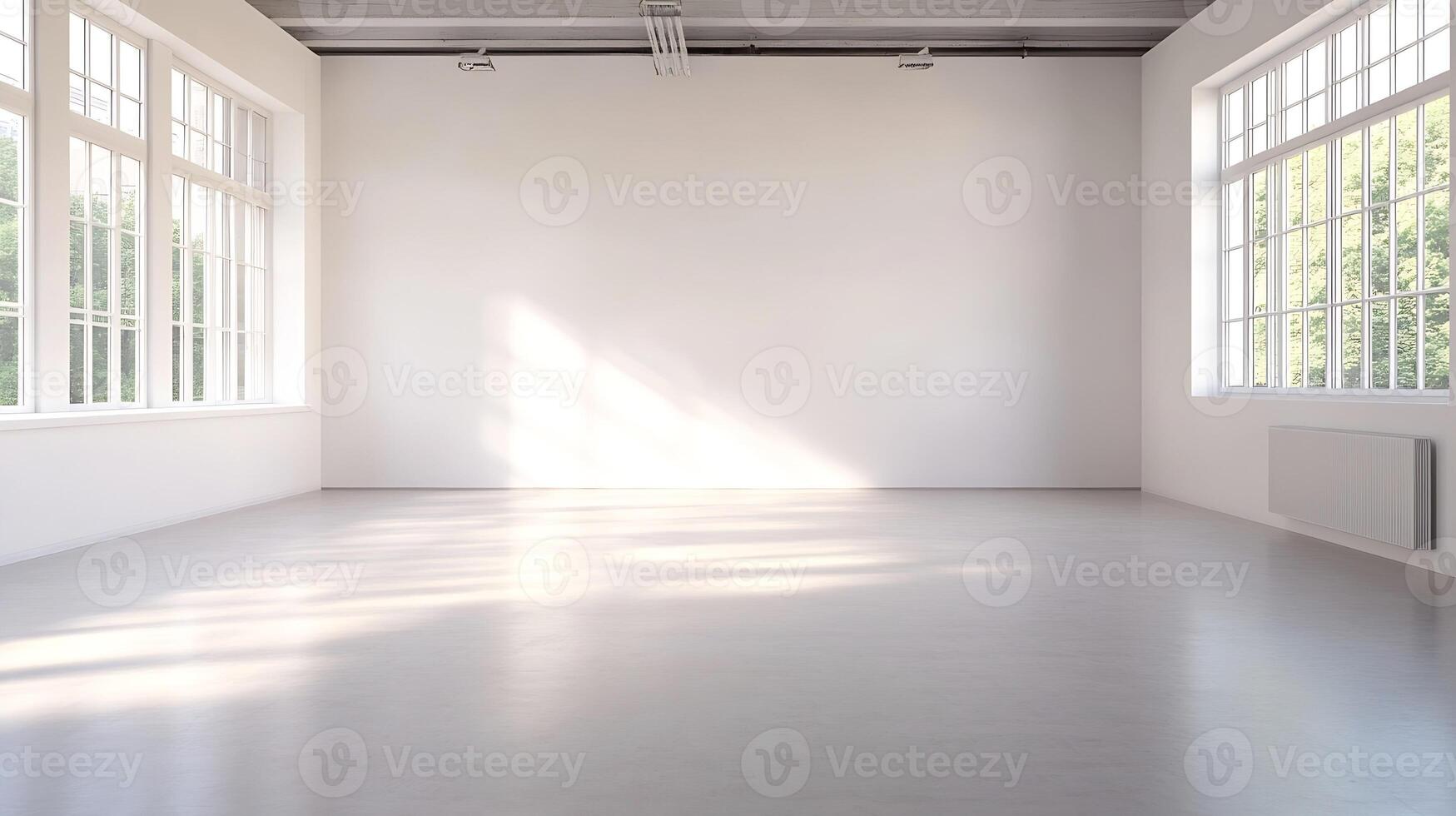 Bright and Spacious Empty Room with Large Windows and Abundant Natural Light Streaming Indoors photo