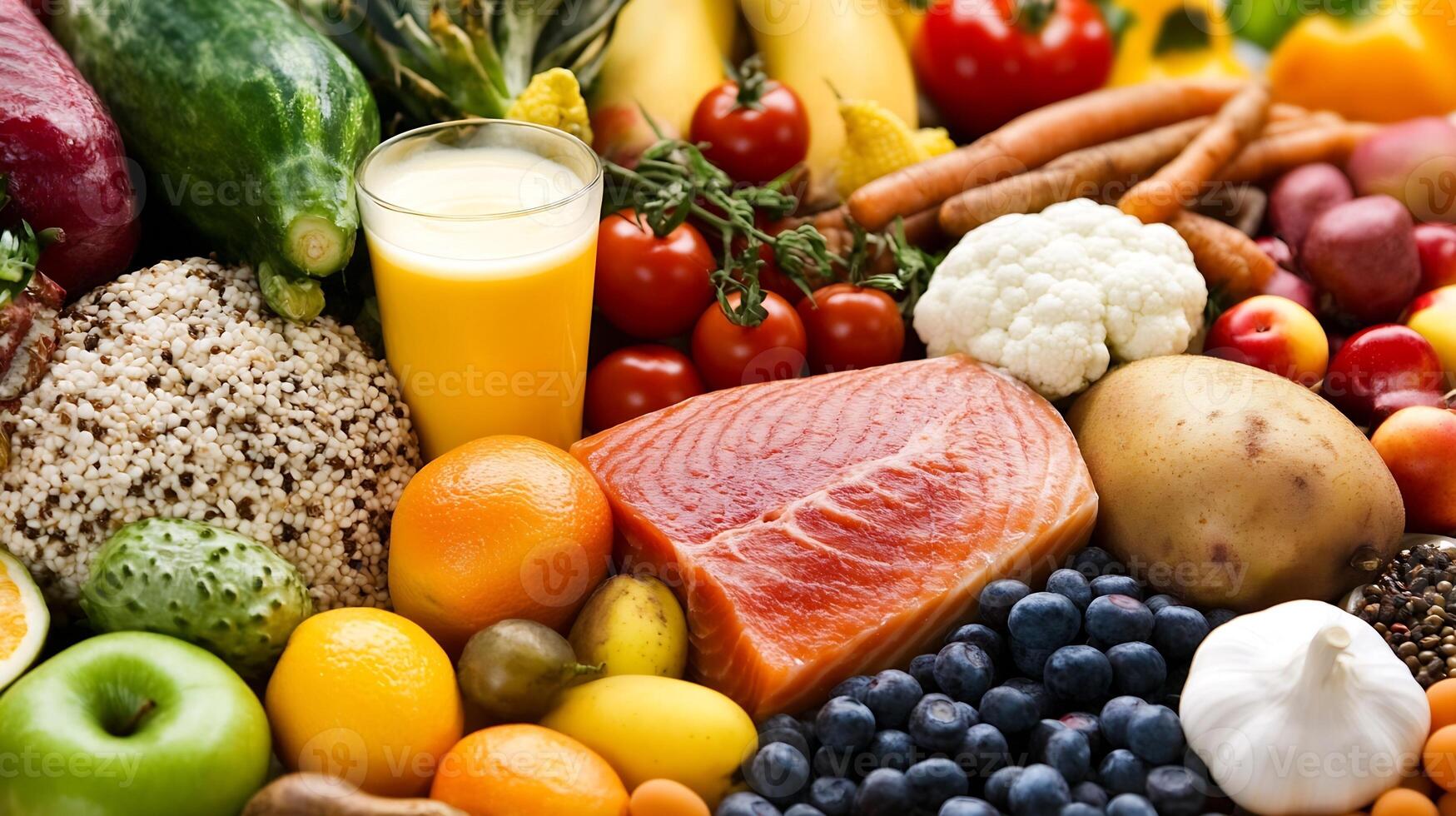 Colorful Assortment of Fresh Fruits Vegetables and Healthy Foods photo