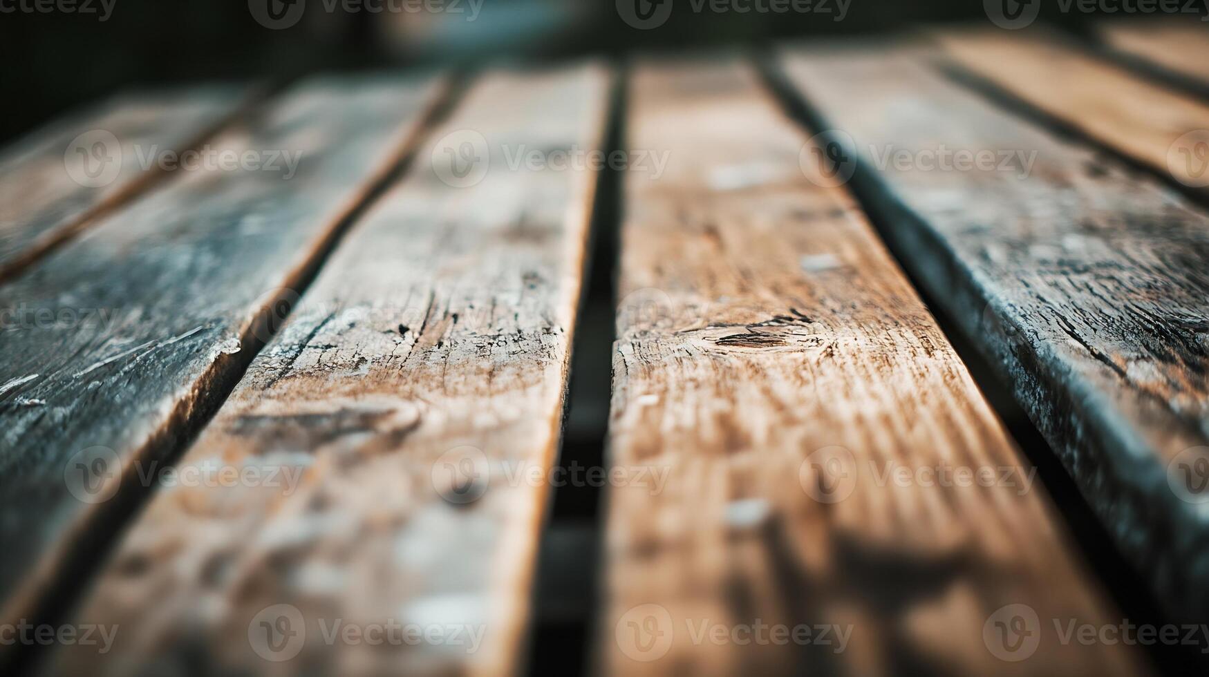 Closeup of Rustic Wooden Plank Texture with Natural Grain and Weathered Condition photo