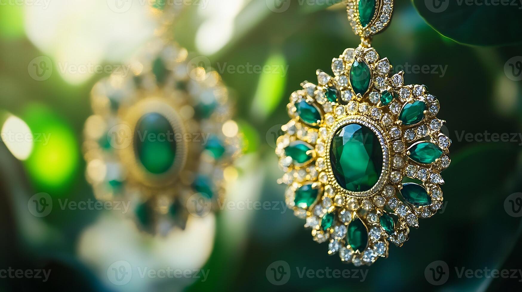 Exquisite Emerald Green Gemstone Earrings with Intricate Details and Luxurious Craftsmanship photo