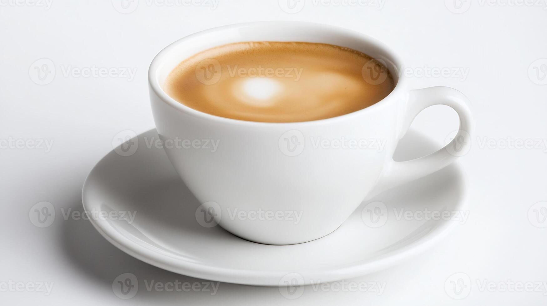 Smooth latte art in a pristine white cup on a minimalist surface photo