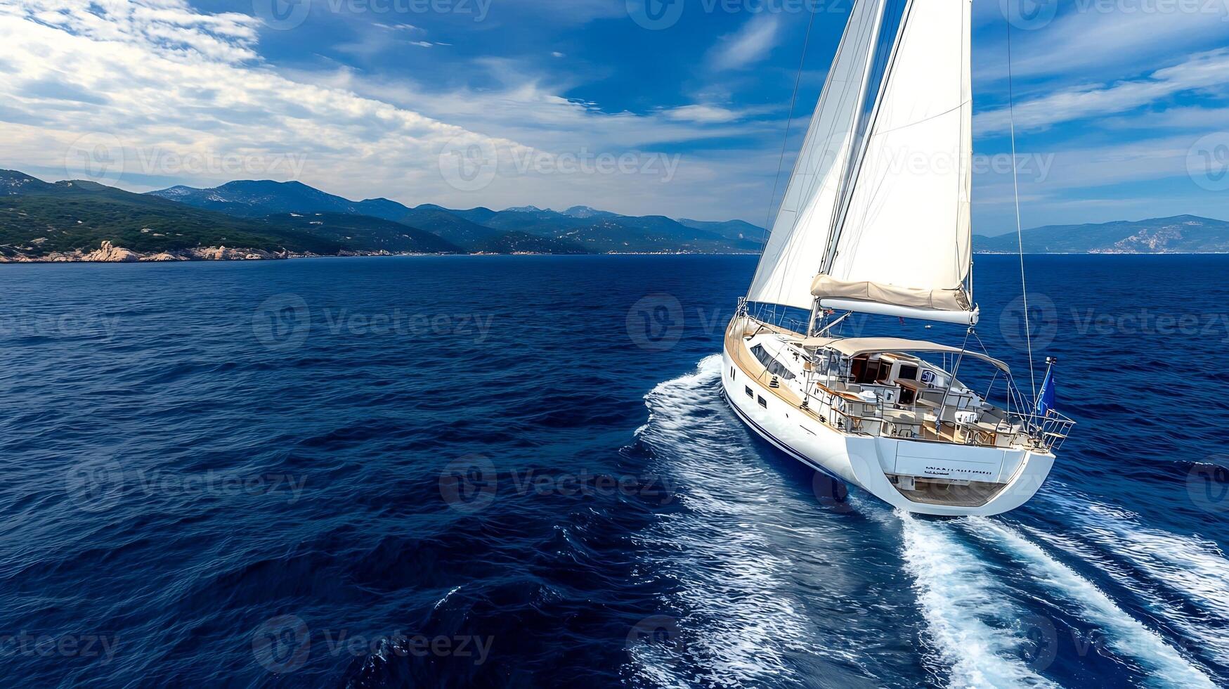 Sailing Adventure on Open Sea with Majestic Sailboat and Scenic Horizon Views photo