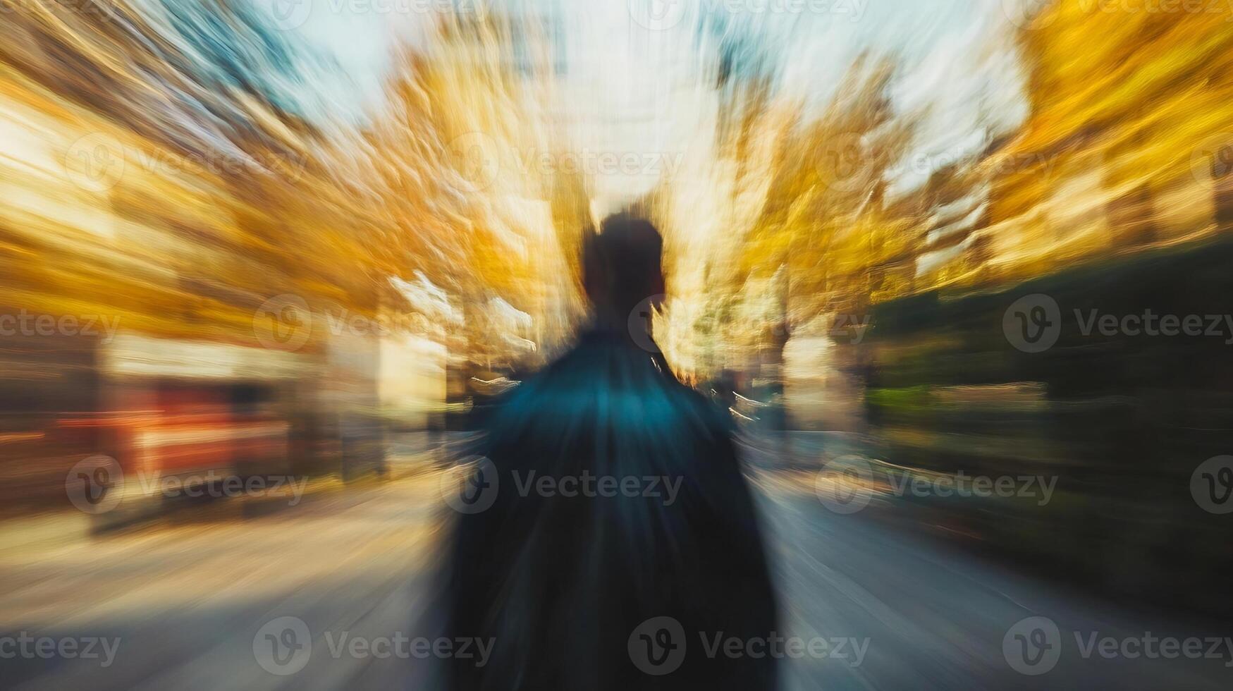 Abstract Urban Scene with Motion Blur and Silhouette for Dynamic City Life Concept photo