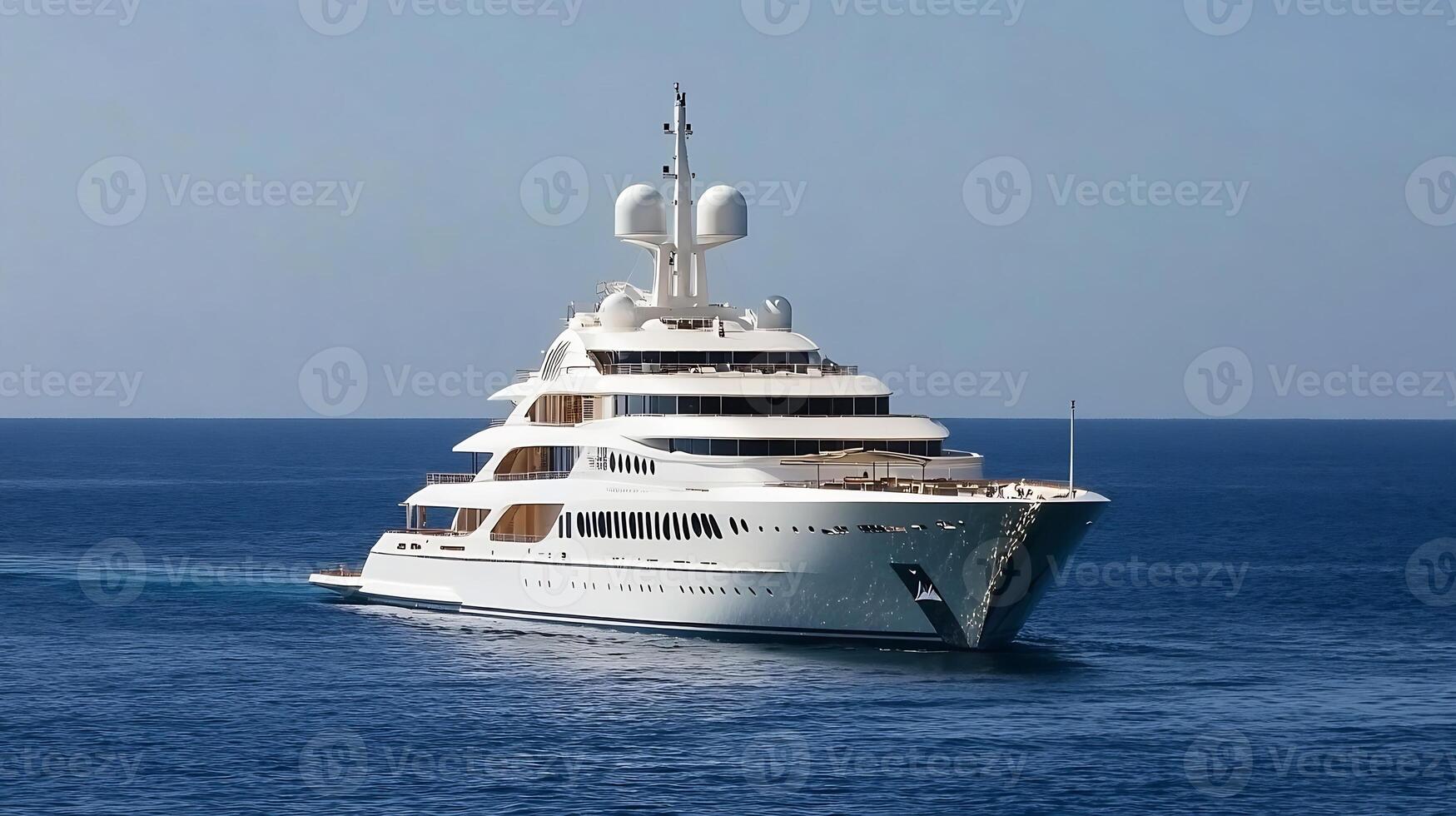 Spectacular Private Yacht Sailing Across the Calm Sparkling Open Ocean photo