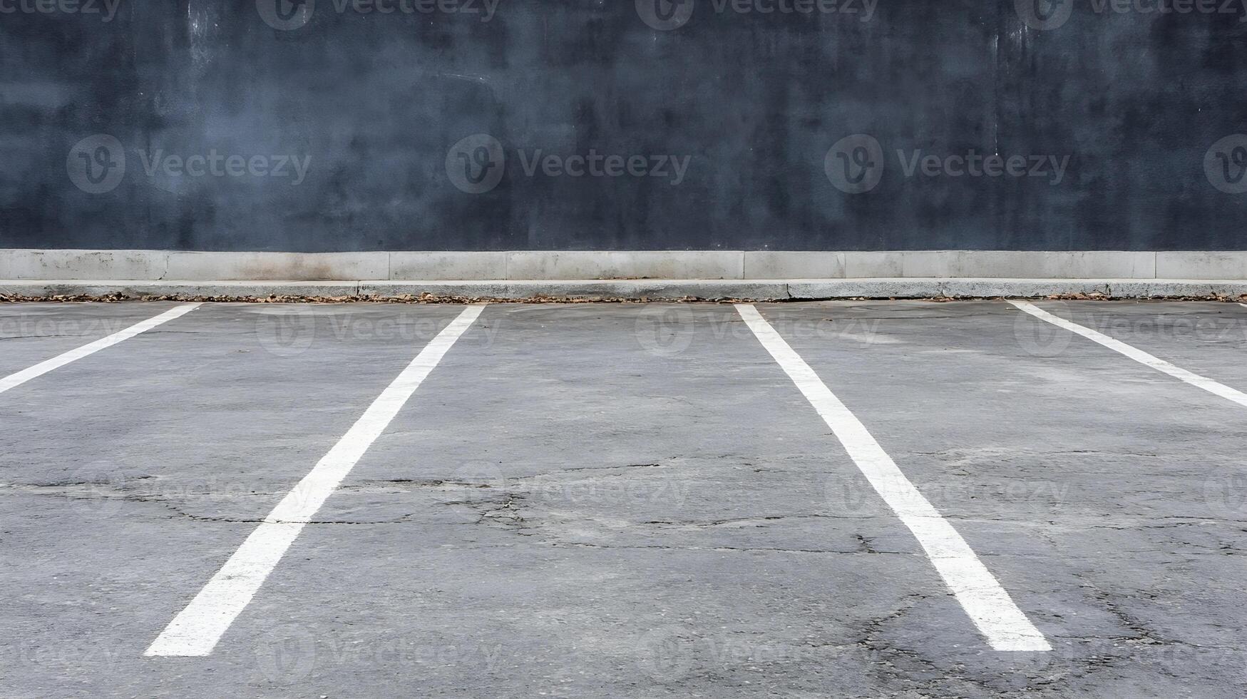 Desolate Urban Parking Lot with Weathered Asphalt and Empty Spaces for Gritty Cityscapes photo