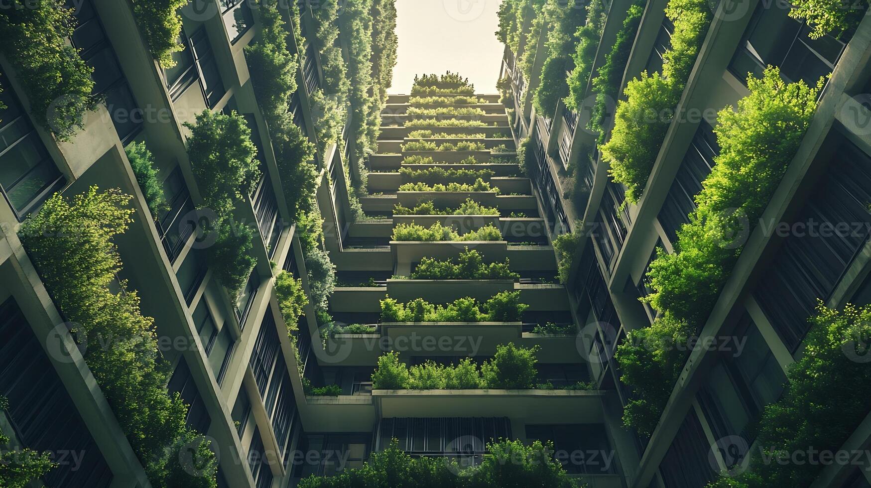 Vertical Garden Architecture in Modern Urban Building With Abundant Greenery photo