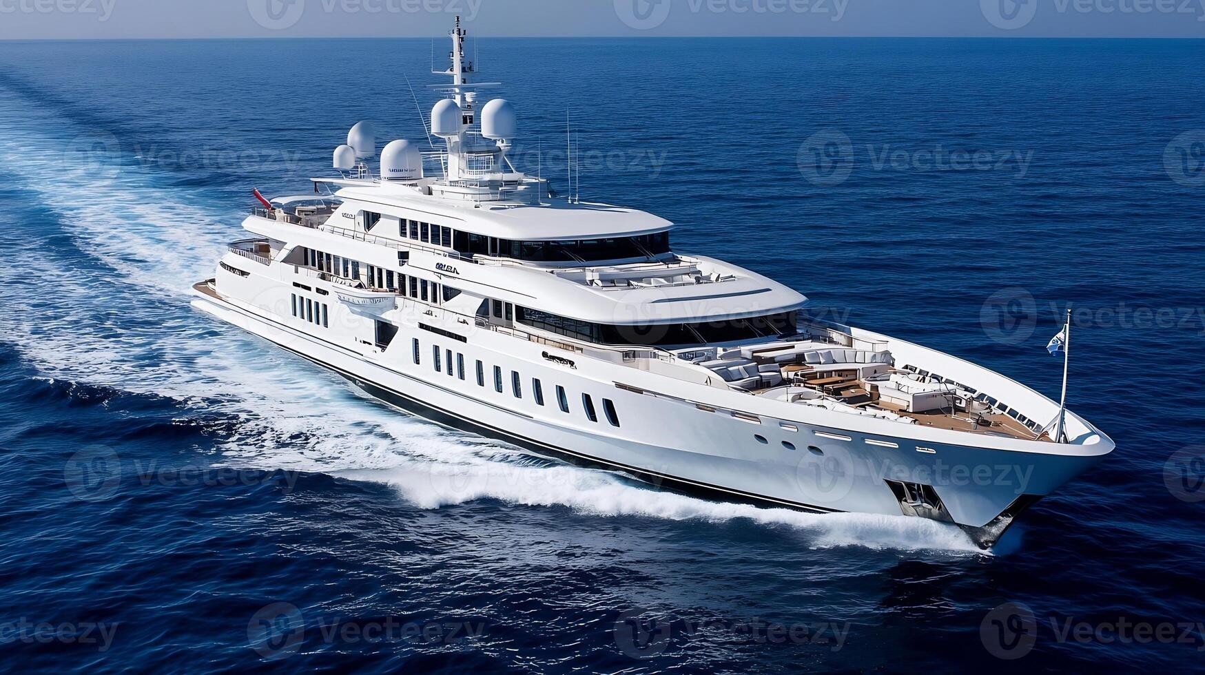 Magnificent Superyacht Moving Swiftly Through Open Ocean Waters photo