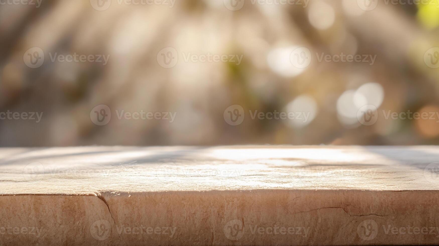 Wooden Table Edge with Rustic Natural Blurred Background photo