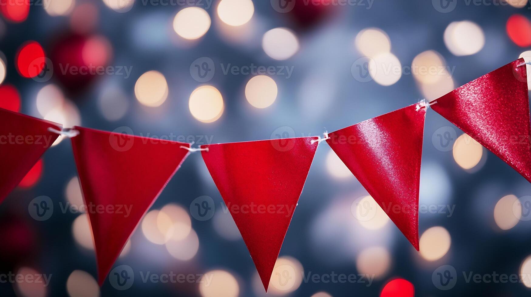 Red Party Bunting Against Softly Lit Festive Background photo