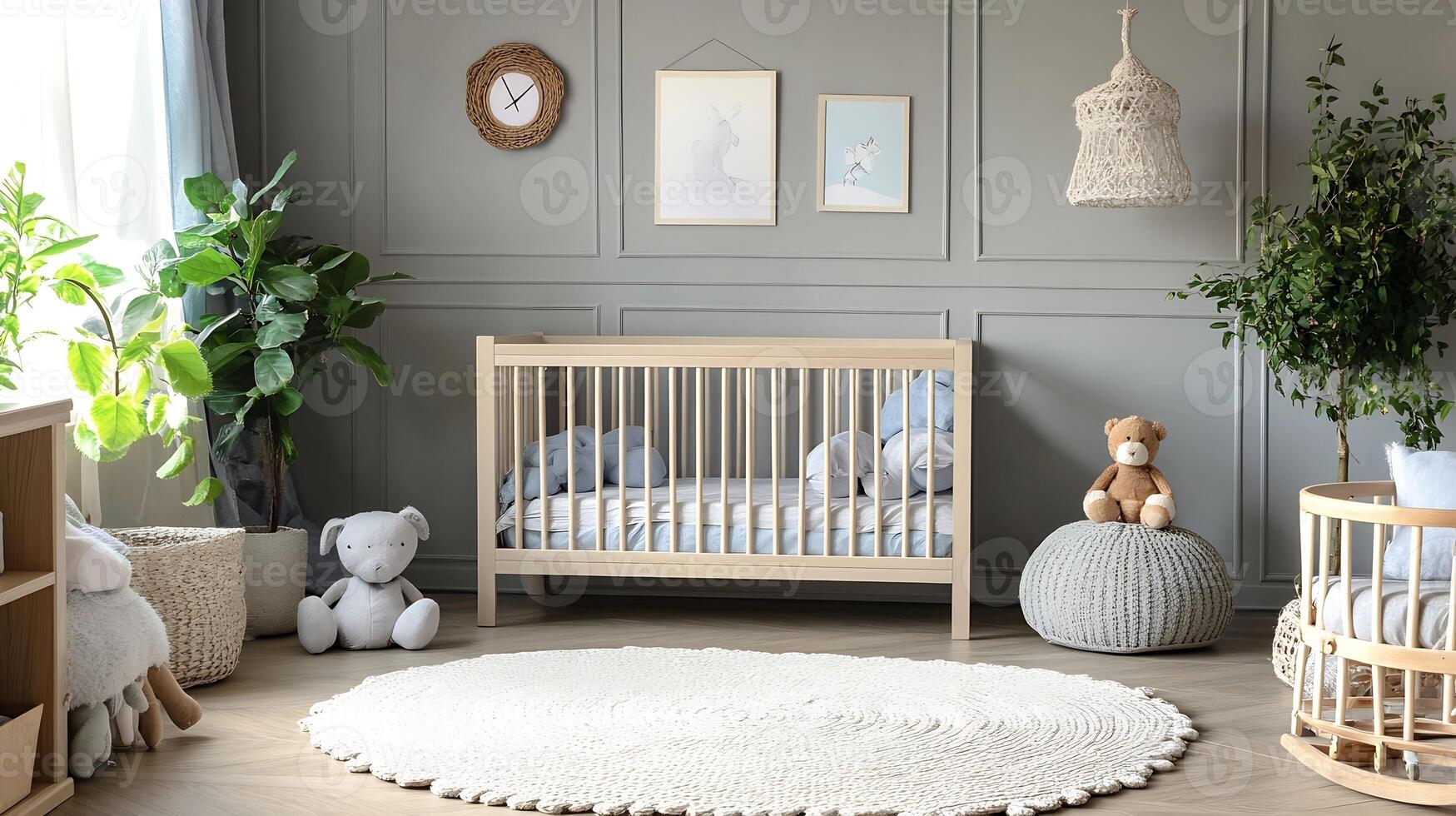 Cozy Nursery Room Design with Soft Pastel Colors and Natural Elements photo
