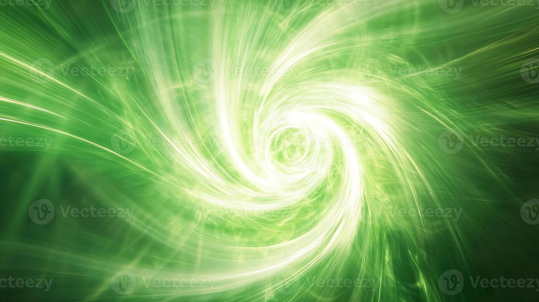 Abstract swirling green light pattern on a dark background photo