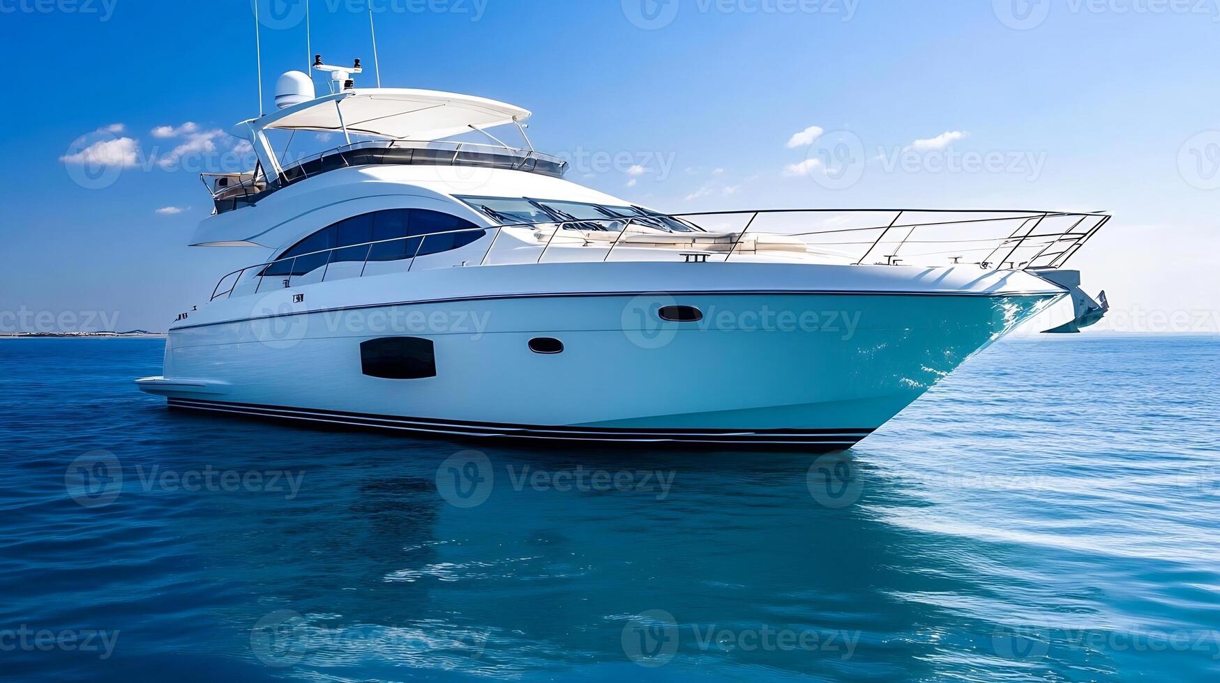 Luxurious Yacht on Open Ocean with Clear Blue Skies and Adventure Potential photo
