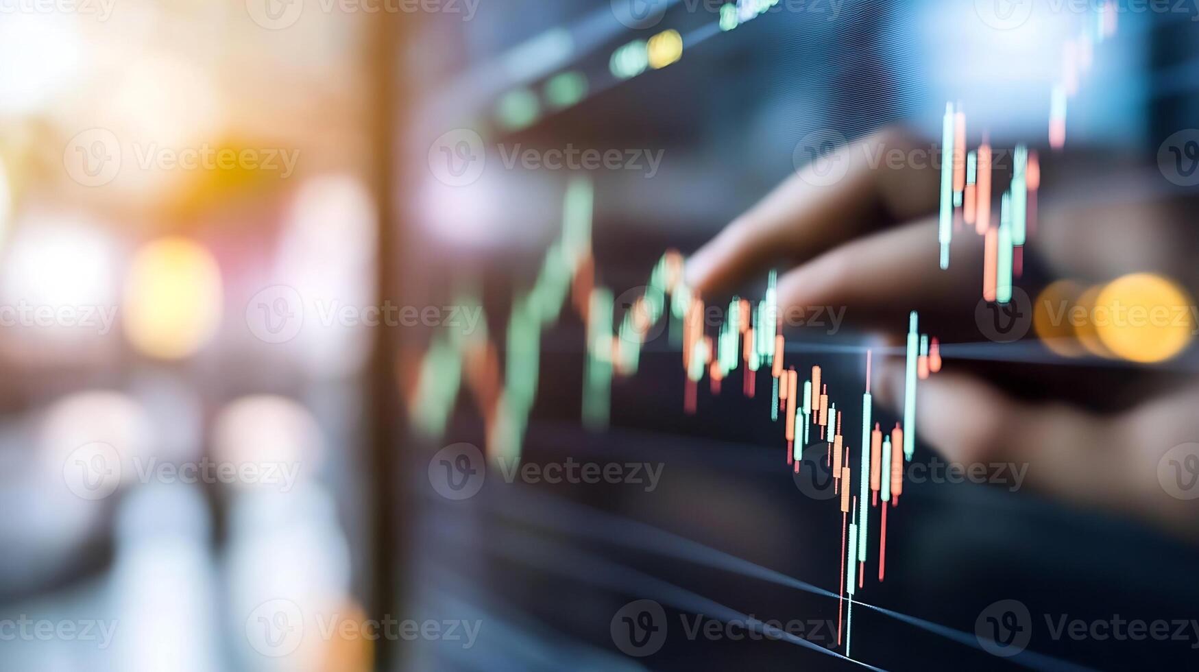 Abstract Digital Screen with Financial Data and Stock Market Charts Display photo