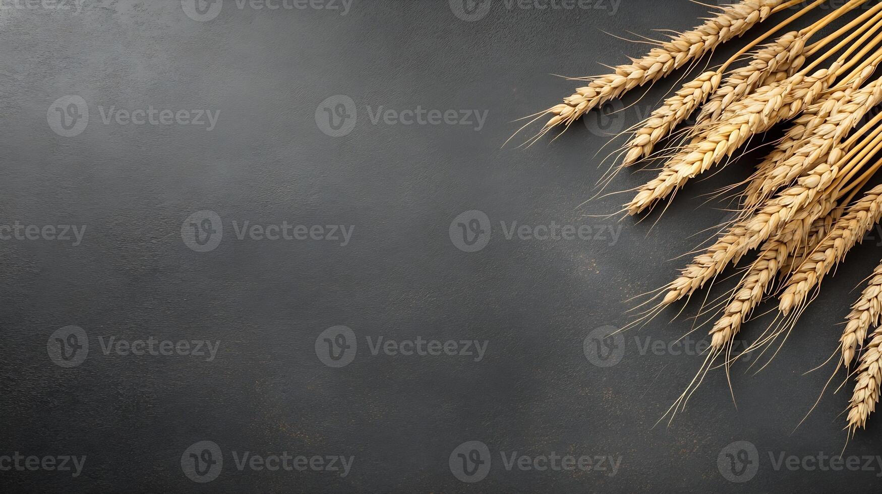 Golden Wheat Sheaves on Rustic Brown Surface for Harvest Concept Backgrounds photo