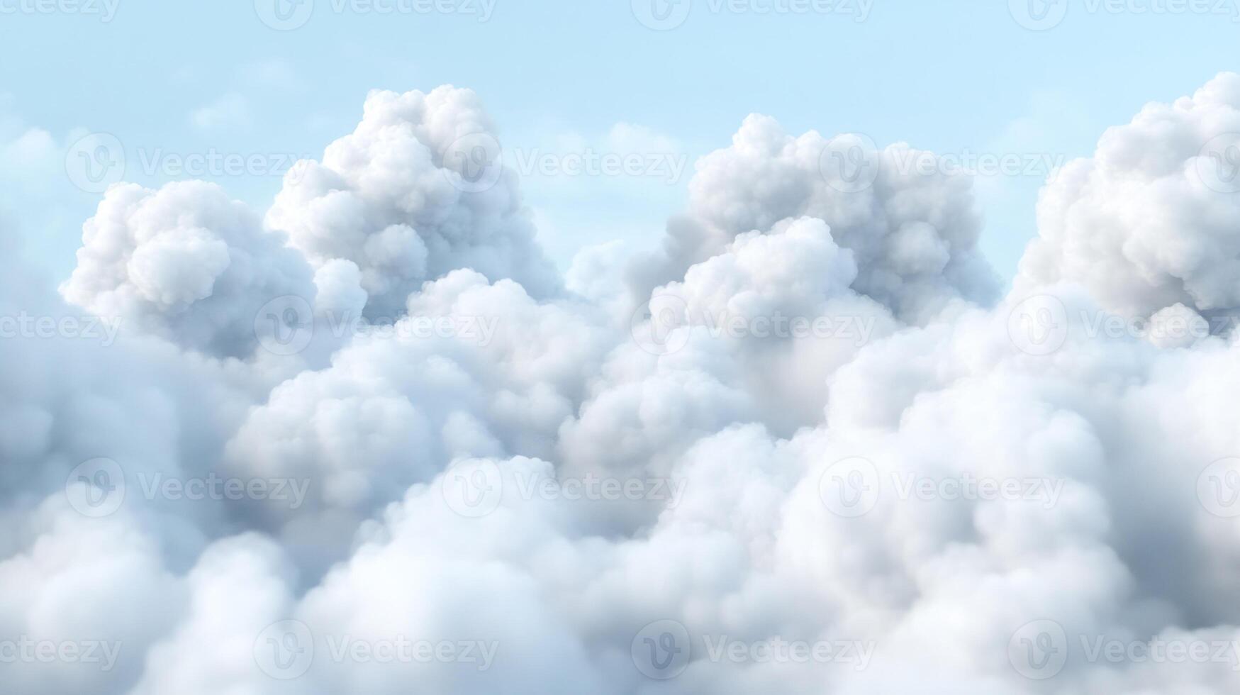 Fluffy White Clouds Against a Clear Blue Sky Creating a Dreamy Serene Atmosphere photo