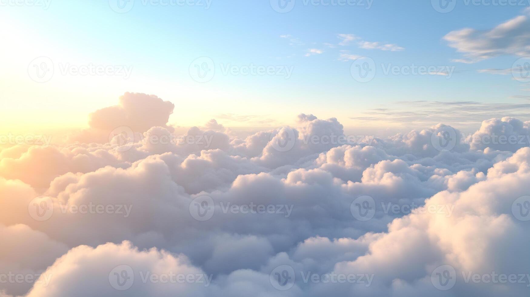 Beautiful Fluffy Clouds in the Morning Sky with Soft Light and Scenic Heavenly View photo