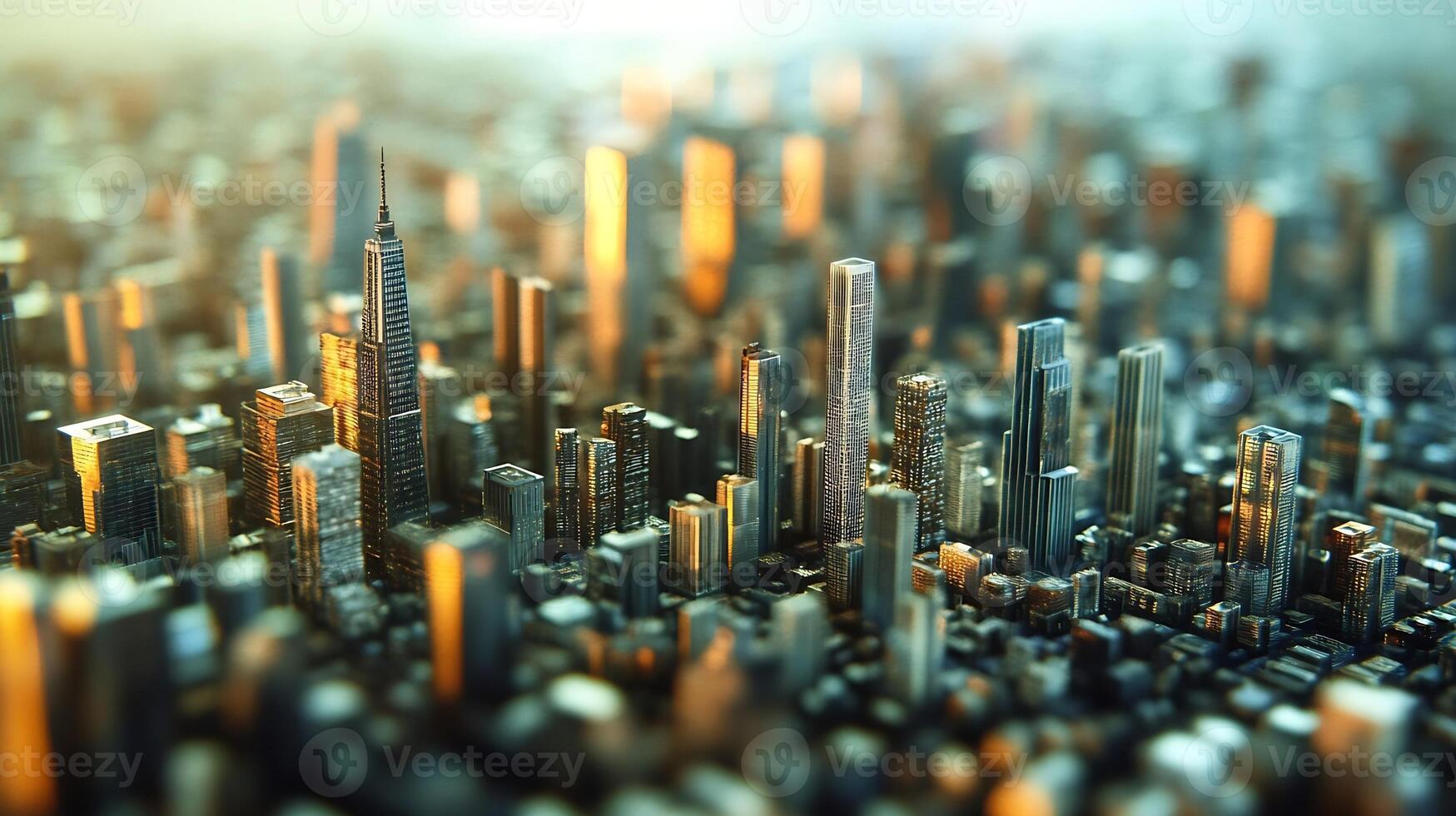 Sunset Reflection on Skyscrapers in a Modern City with Dynamic Architectural Design and Urban Energy photo