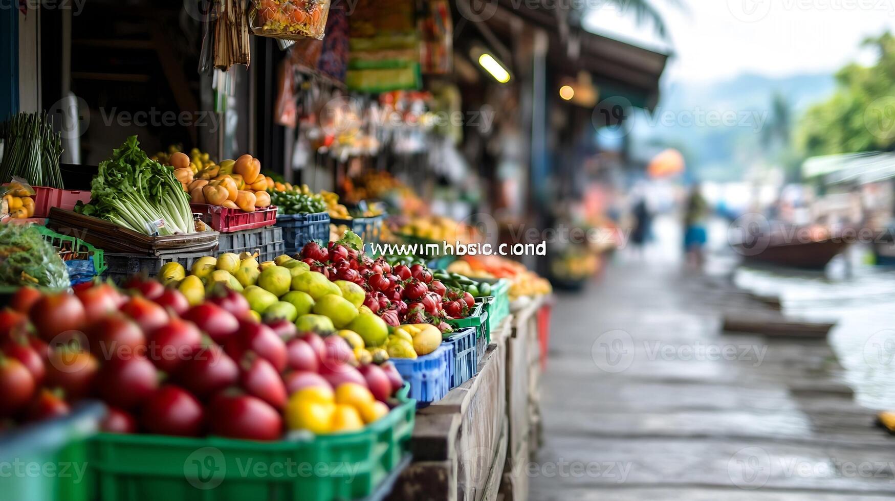 Vibrant Exotic Fruit Display at Bustling Outdoor Market photo