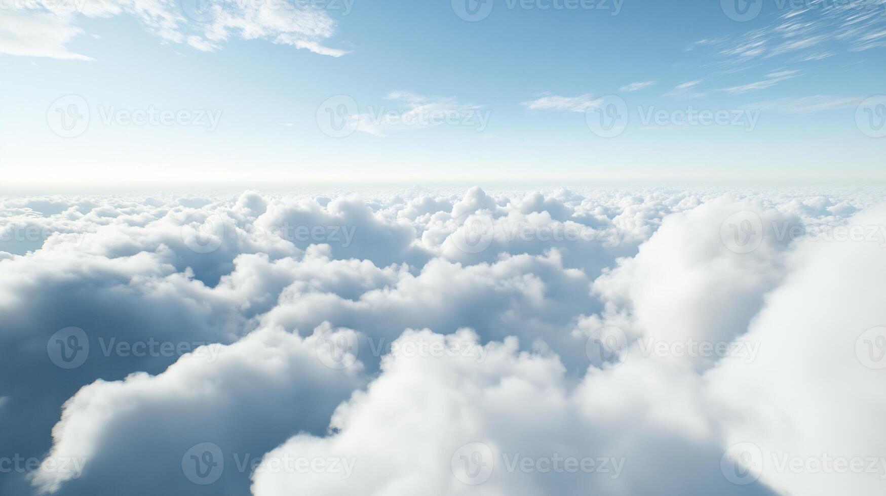 Serene Vast Cloudscape with Soft White Fluffy Clouds Stretching to Horizon photo