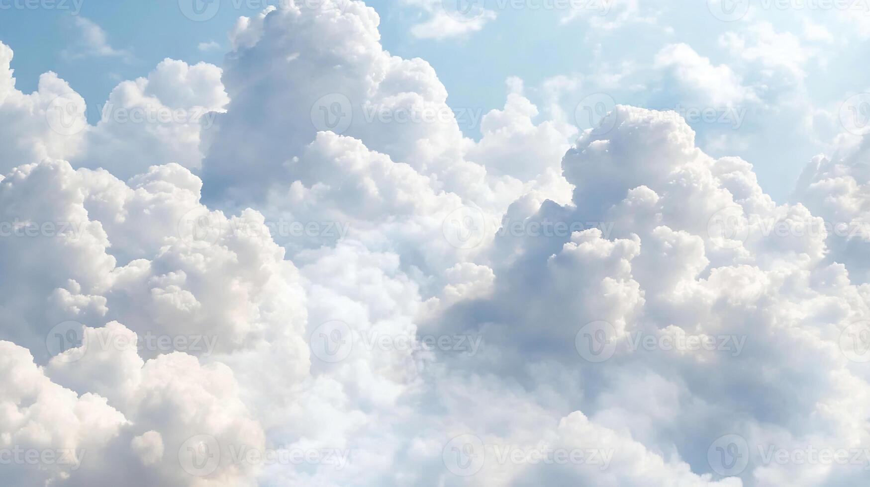 Close Up of White Fluffy Clouds in Bright Blue Sky Capturing Airy and Dreamy Feel photo