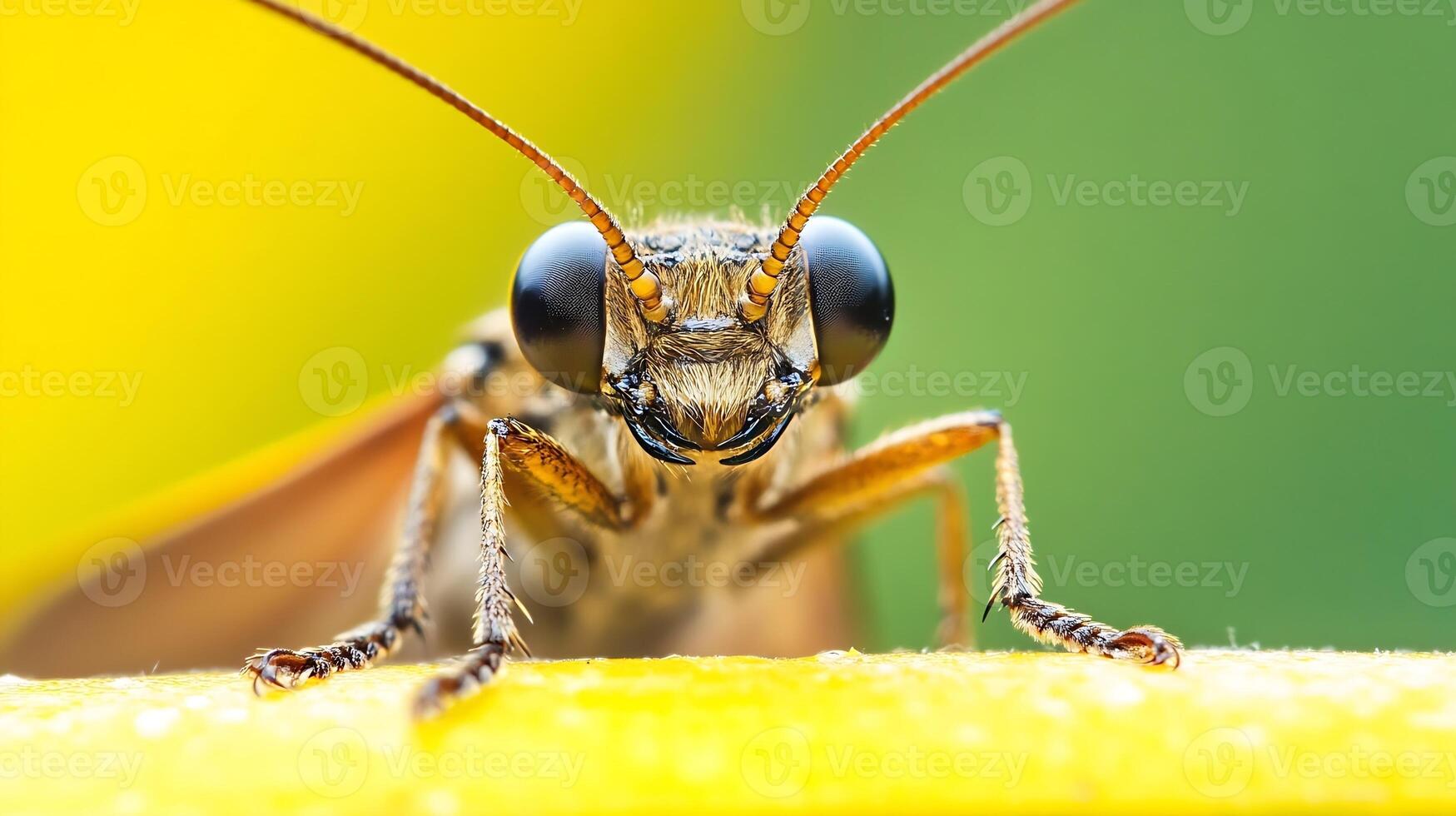 Closeup of an Inquisitive Moth on Natural Colorful Background photo