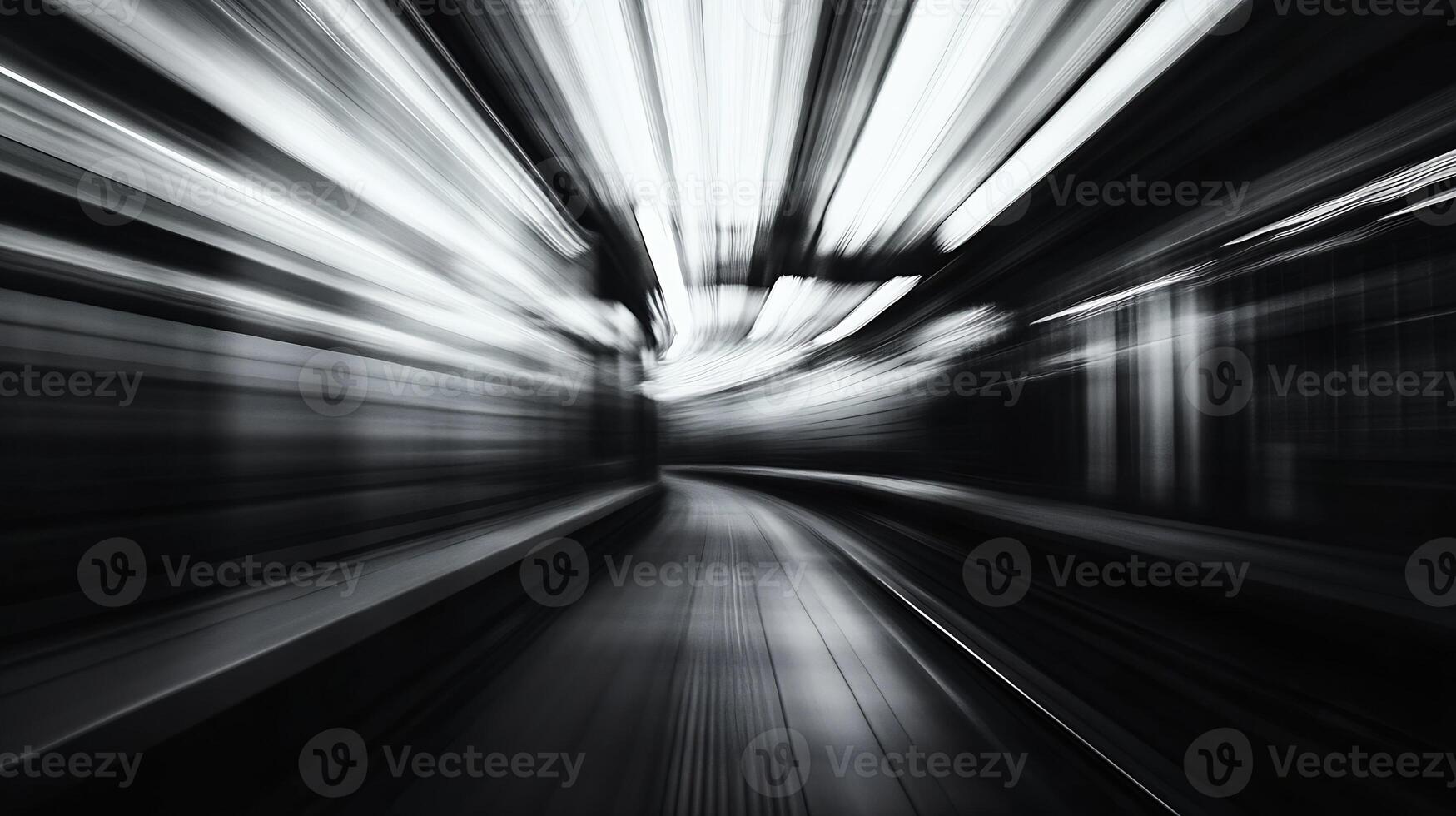 High-Speed Motion Blur Captures a Subway Train in an Urban Tunnel photo
