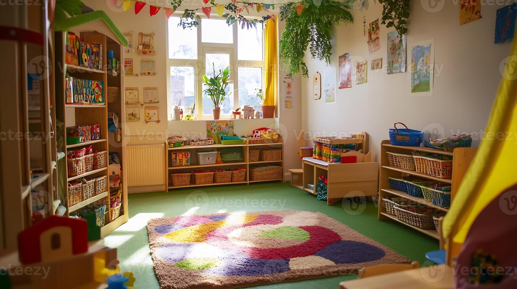 Colorful and Stimulating Playroom with Educational Toys and Vibrant Decor photo