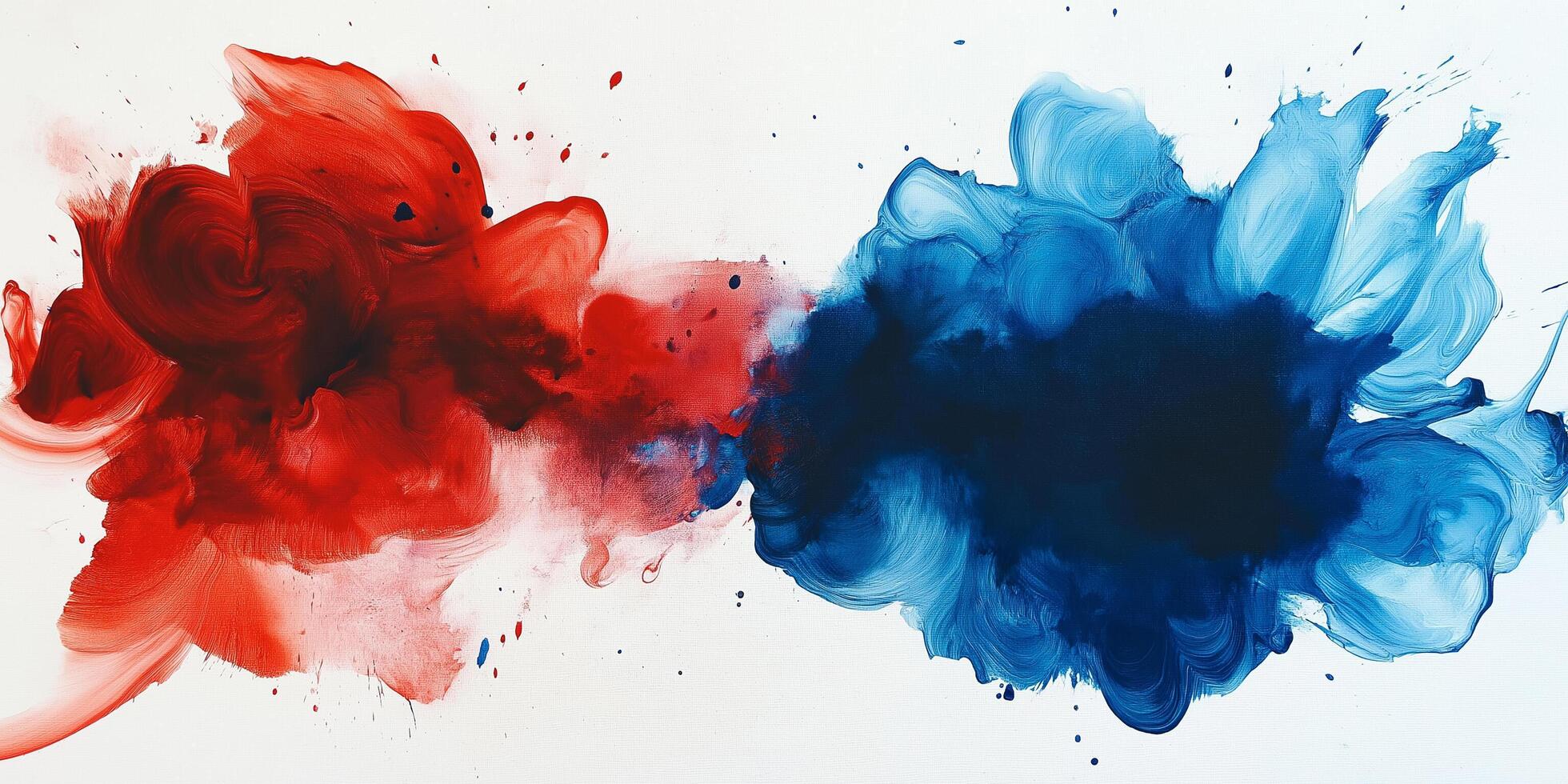 Two red and blue paint splatters on a white surface photo
