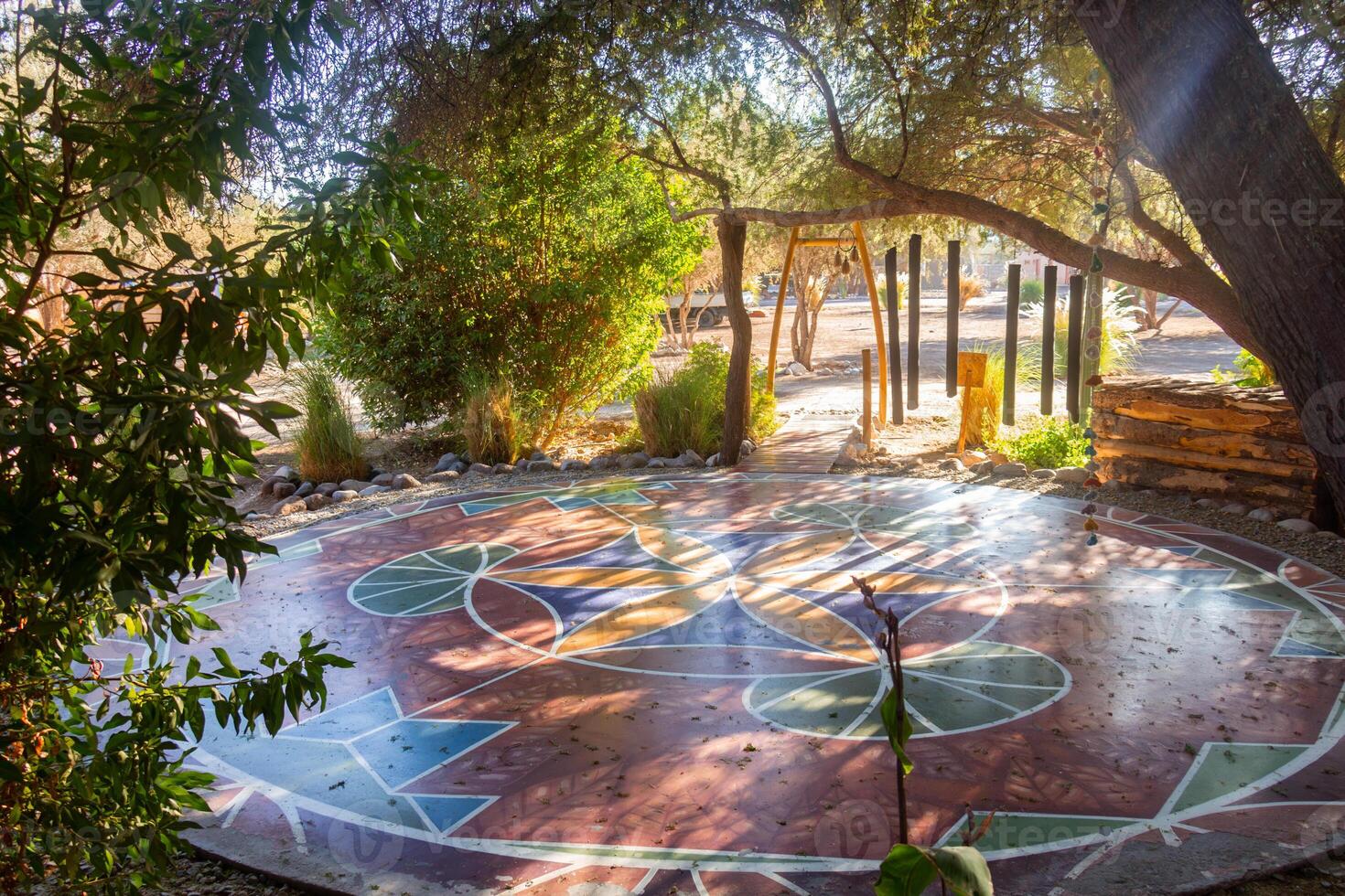a circular painted area photo