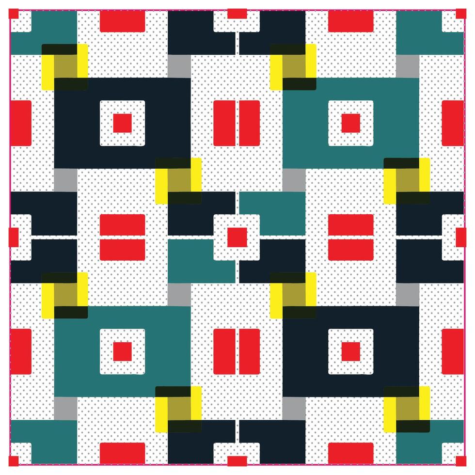 square print in red and blue box in white background. vector