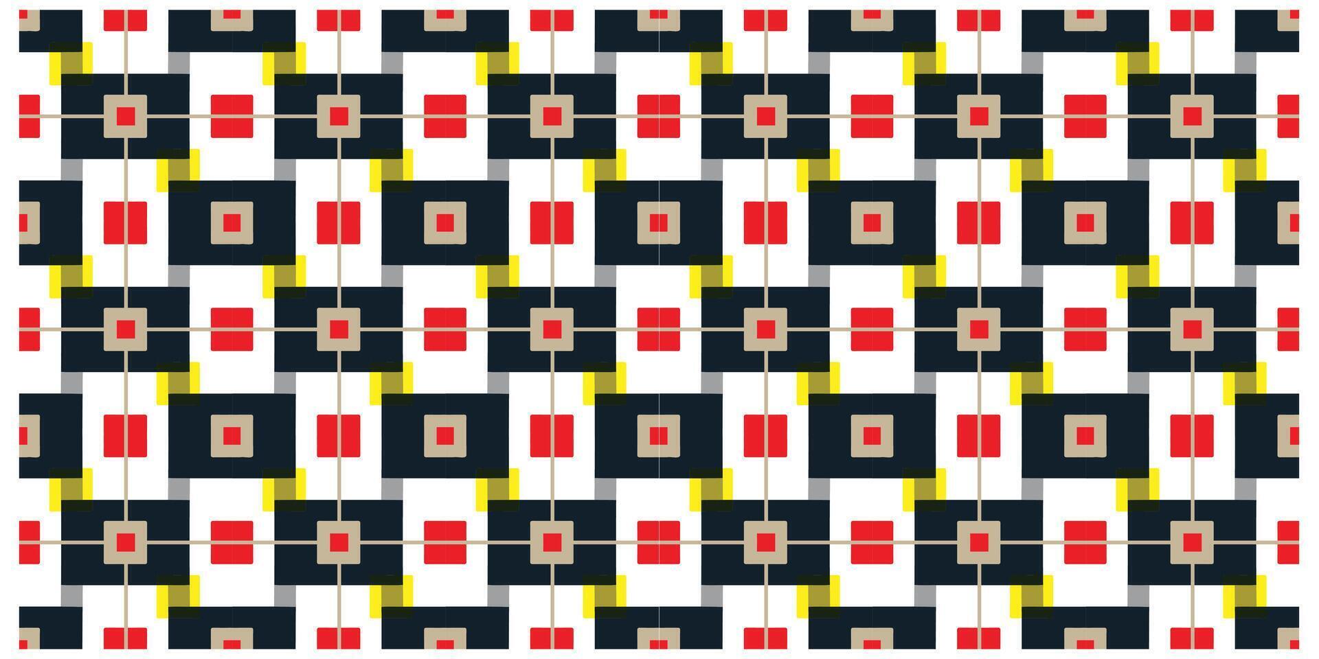 A square pattern featuring alternating red, yellow, and black squares arranged in a grid formation. vector